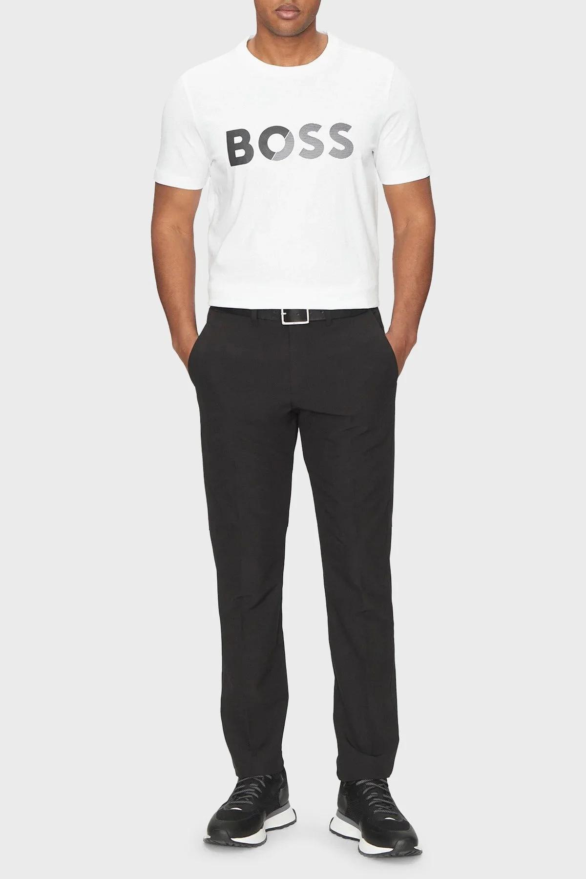 Boss Logo Baskılı % 100 Pamuk Regular Fit Bisiklet Yaka Erkek T Shirt 50530990 100 BEYAZ - 2