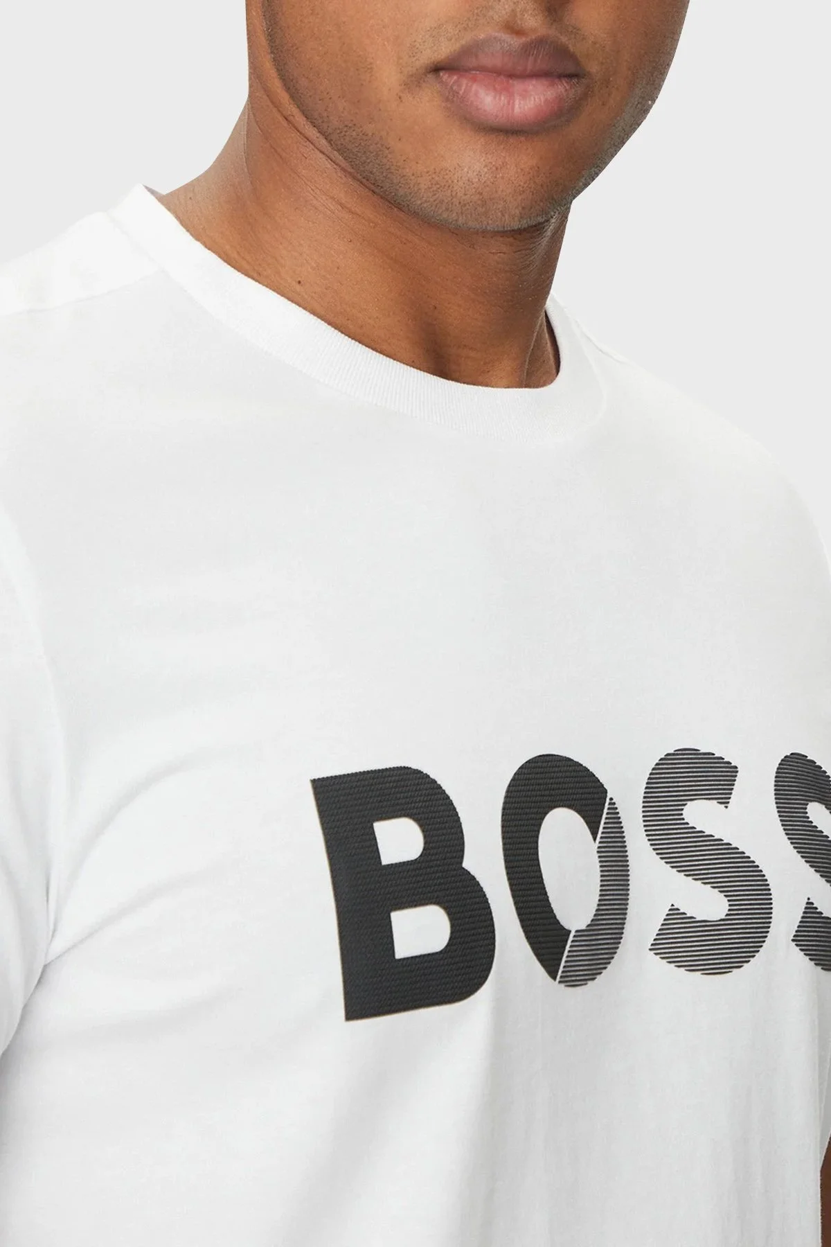 Boss Logo Baskılı % 100 Pamuk Regular Fit Bisiklet Yaka Erkek T Shirt 50530990 100 BEYAZ - 4