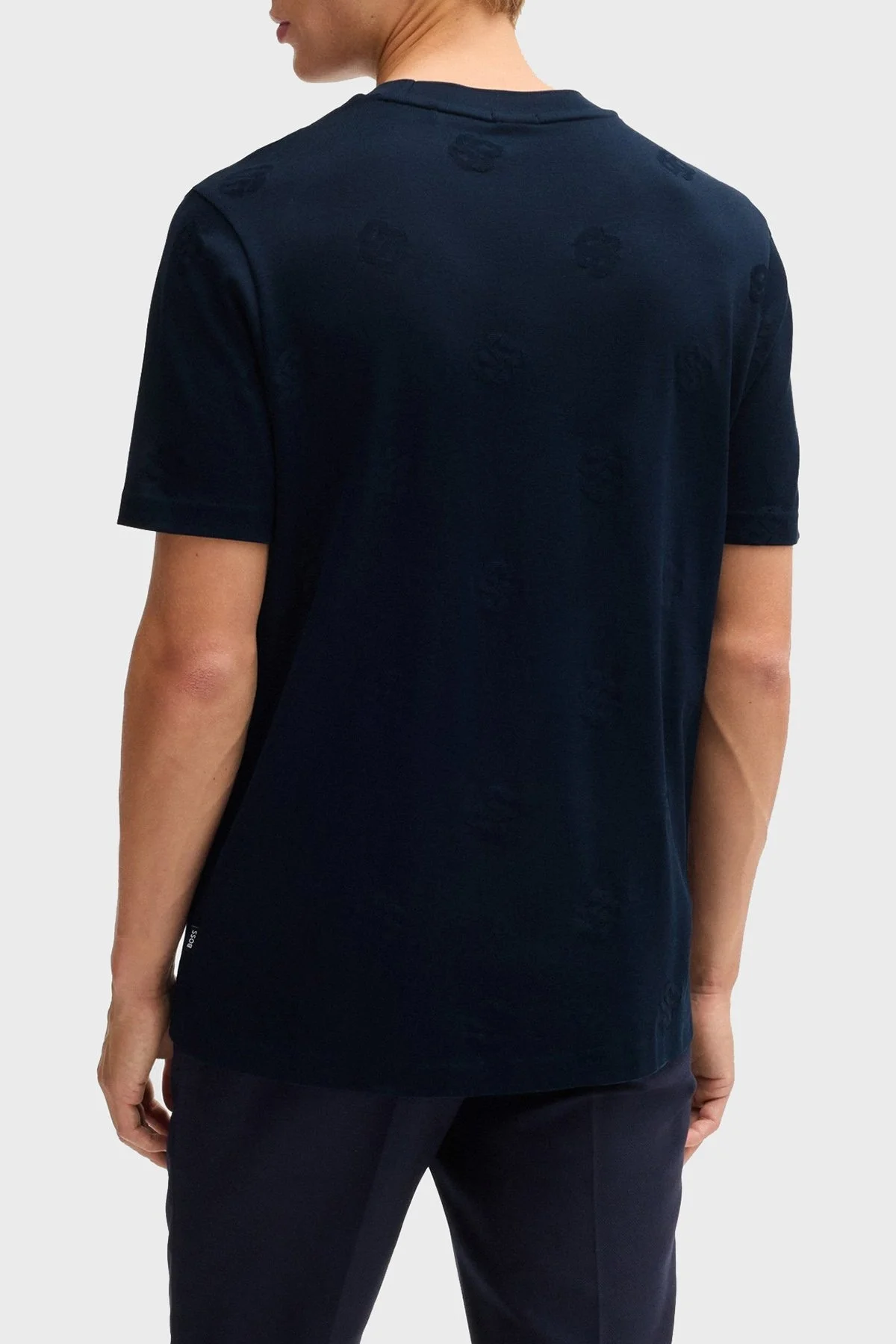 Boss Logo Baskılı % 100 Pamuk Regular Fit Bisiklet Yaka Erkek T Shirt 50532753 404 LACİVERT - 3