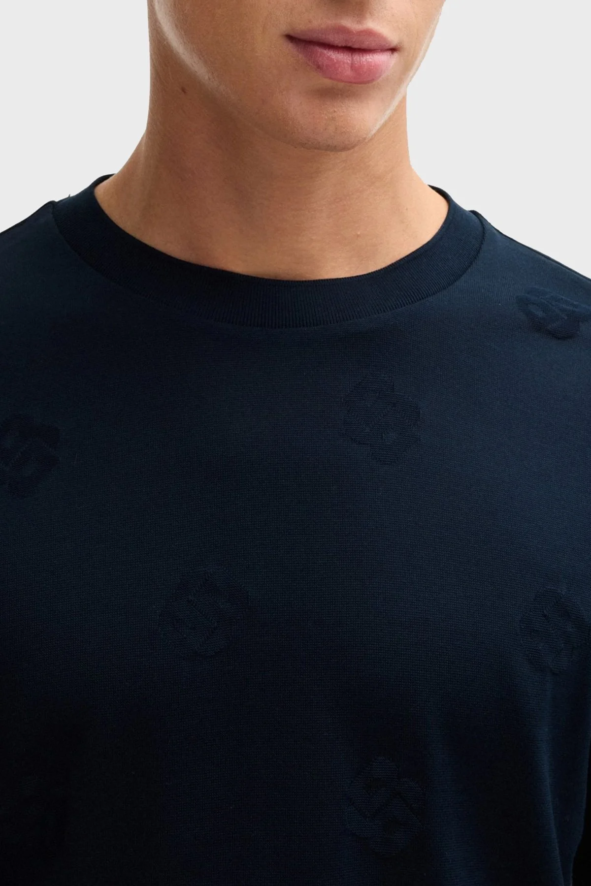 Boss Logo Baskılı % 100 Pamuk Regular Fit Bisiklet Yaka Erkek T Shirt 50532753 404 LACİVERT - 4