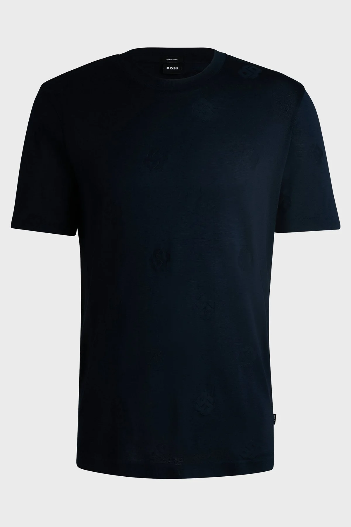 Boss Logo Baskılı % 100 Pamuk Regular Fit Bisiklet Yaka Erkek T Shirt 50532753 404 LACİVERT - 5