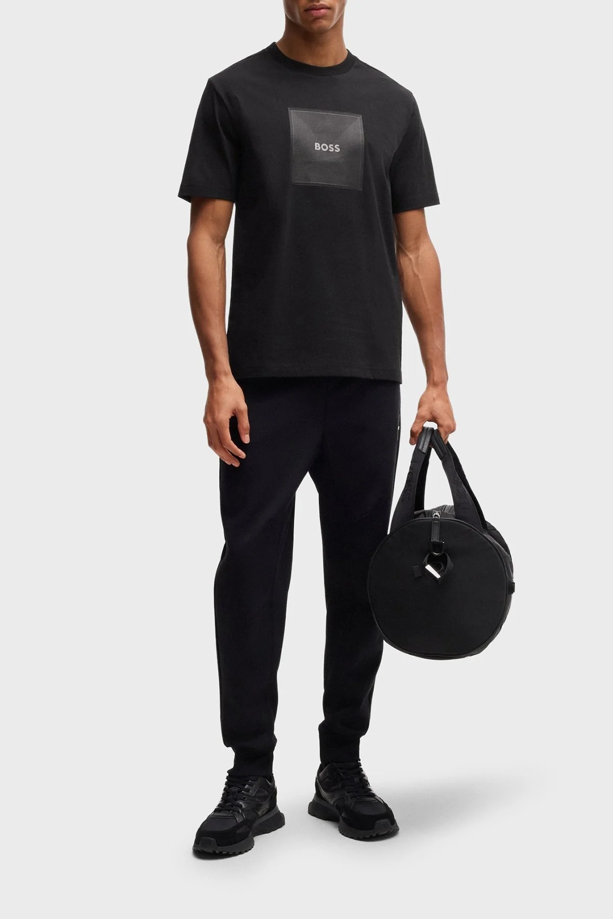 Boss Logo Baskılı %100 Pamuk Regular Fit Bisiklet Yaka Erkek T Shirt 50538096 001 SİYAH - 7