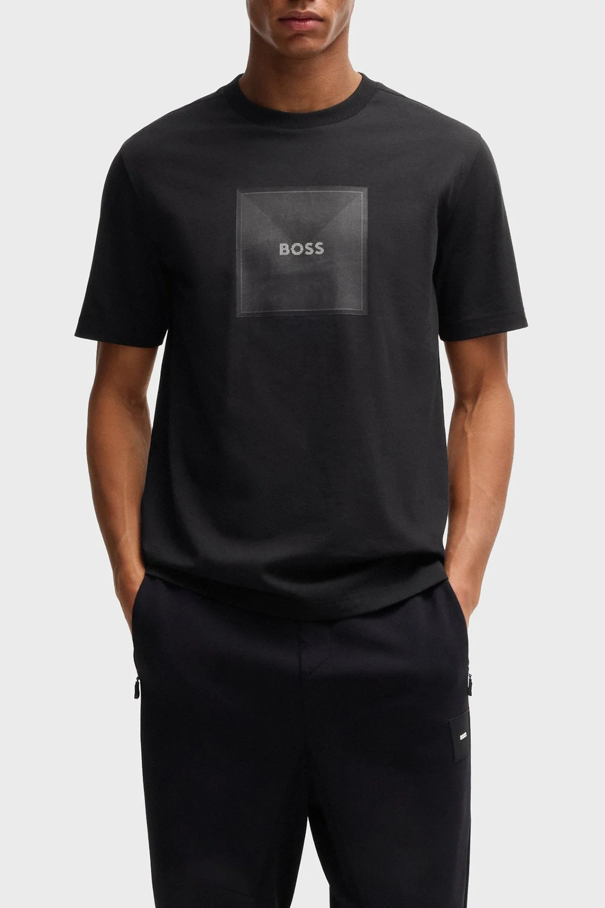 Boss Logo Baskılı %100 Pamuk Regular Fit Bisiklet Yaka Erkek T Shirt 50538096 001 SİYAH - 1