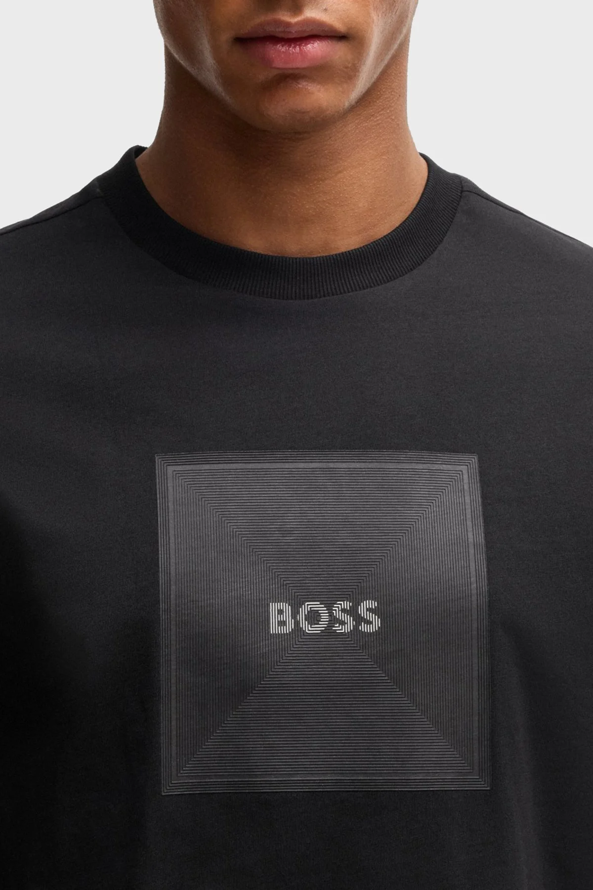 Boss Logo Baskılı %100 Pamuk Regular Fit Bisiklet Yaka Erkek T Shirt 50538096 001 SİYAH - 4