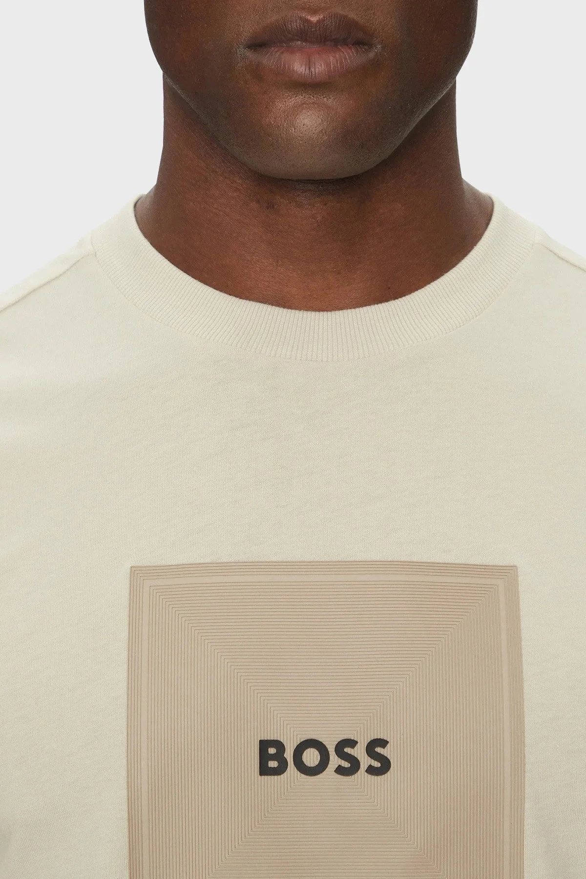 Boss Logo Baskılı % 100 Pamuk Regular Fit Bisiklet Yaka Erkek T Shirt 50538096 284 KREM - 4