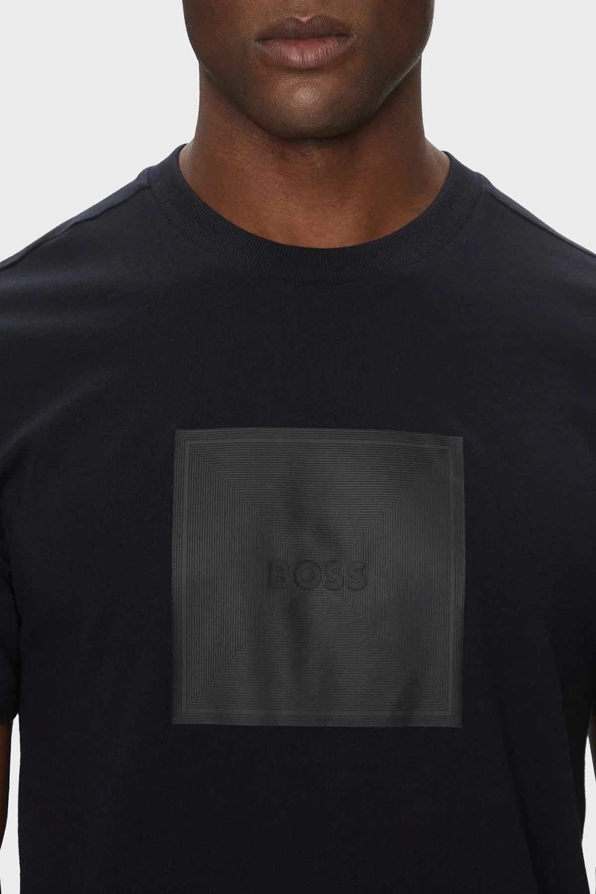 Boss Logo Baskılı % 100 Pamuk Regular Fit Bisiklet Yaka Erkek T Shirt 50538096 402 LACİVERT - 4