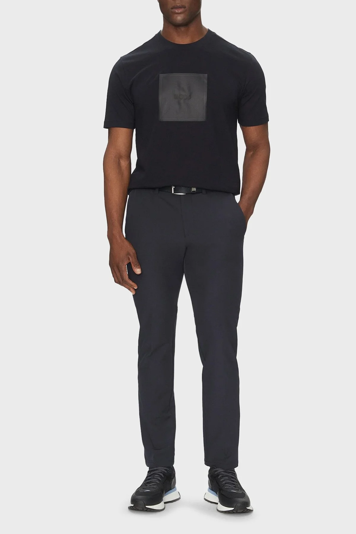 Boss Logo Baskılı % 100 Pamuk Regular Fit Bisiklet Yaka Erkek T Shirt 50538096 402 LACİVERT - 2