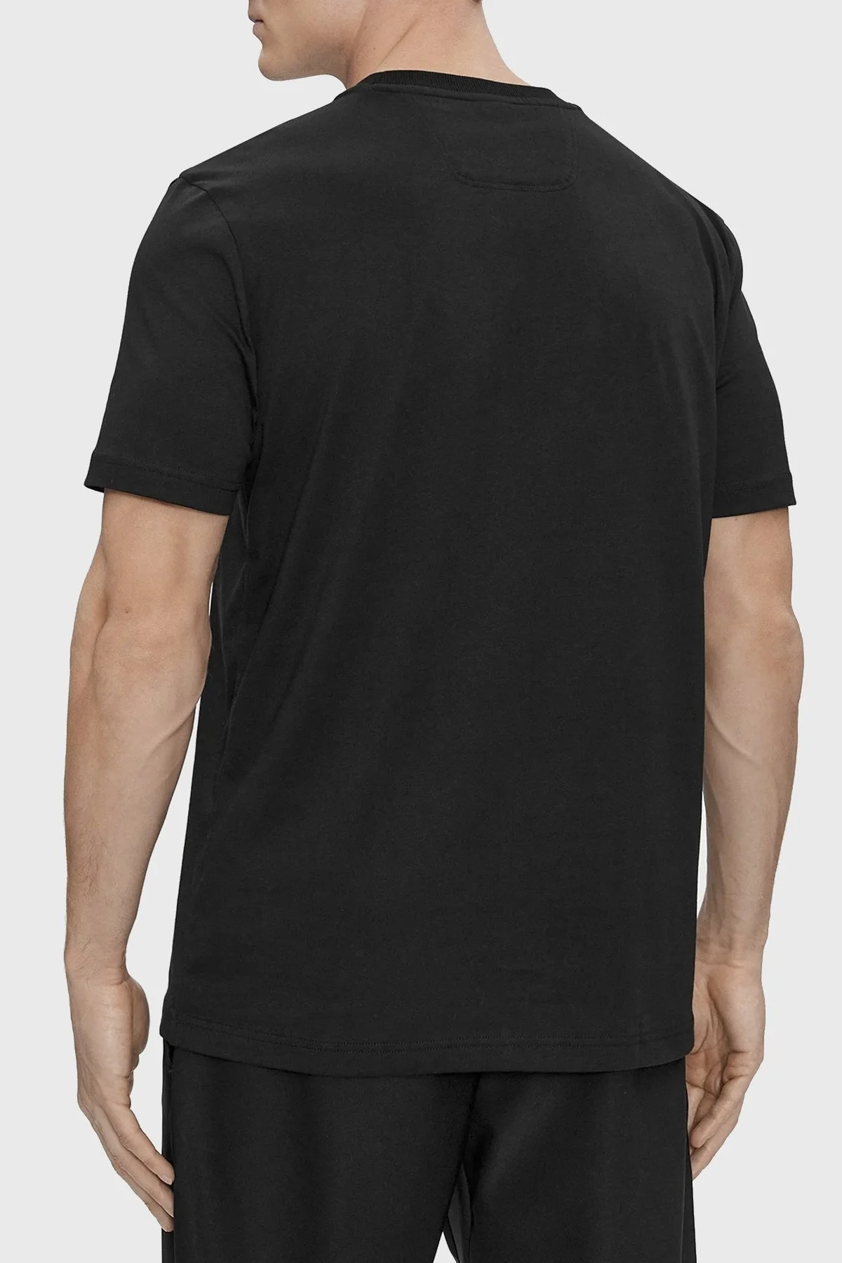 Boss Logo Baskılı Bisiklet Yaka Regular Fit Pamuklu Jarse Erkek T Shirt 50506344 001 SİYAH - 3