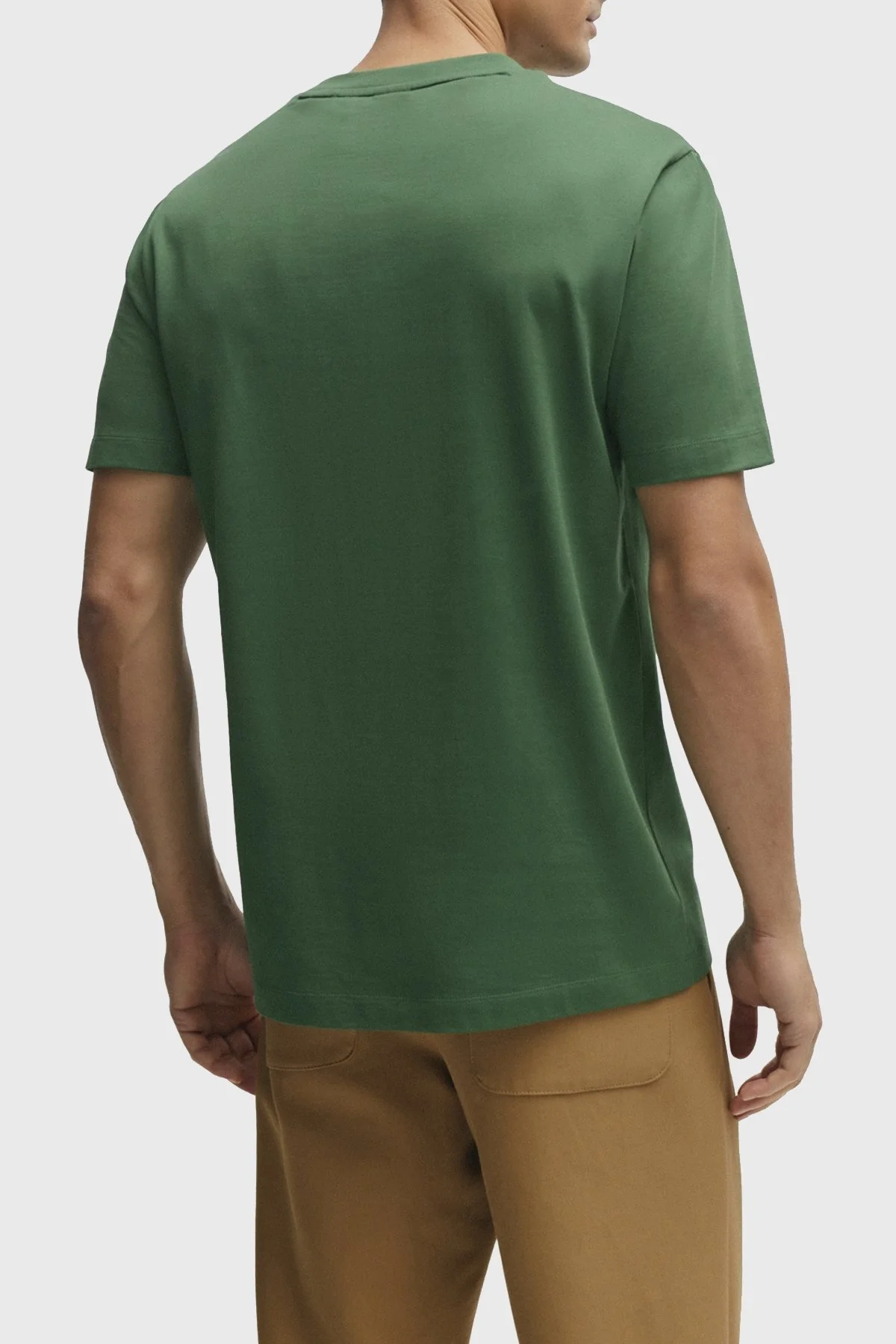 Boss Logo Baskılı Pamuklu Bisiklet Yaka Regular Fit Jarse Erkek T Shirt 50495742 348 YEŞİL - 4