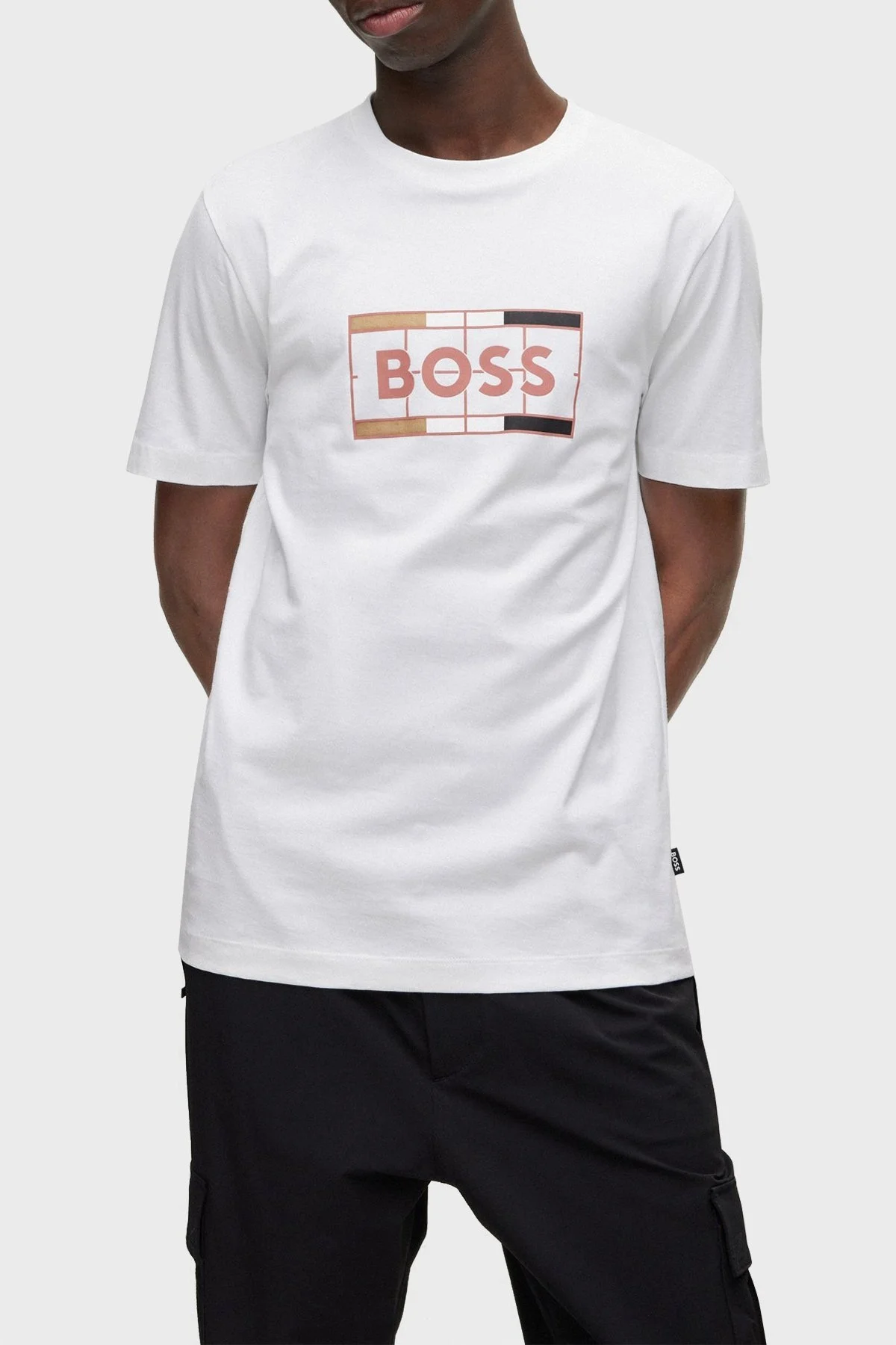 Boss Logo Baskılı Pamuklu Bisiklet Yaka Slim Fit Erkek T Shirt 50486210 100 BEYAZ - 1