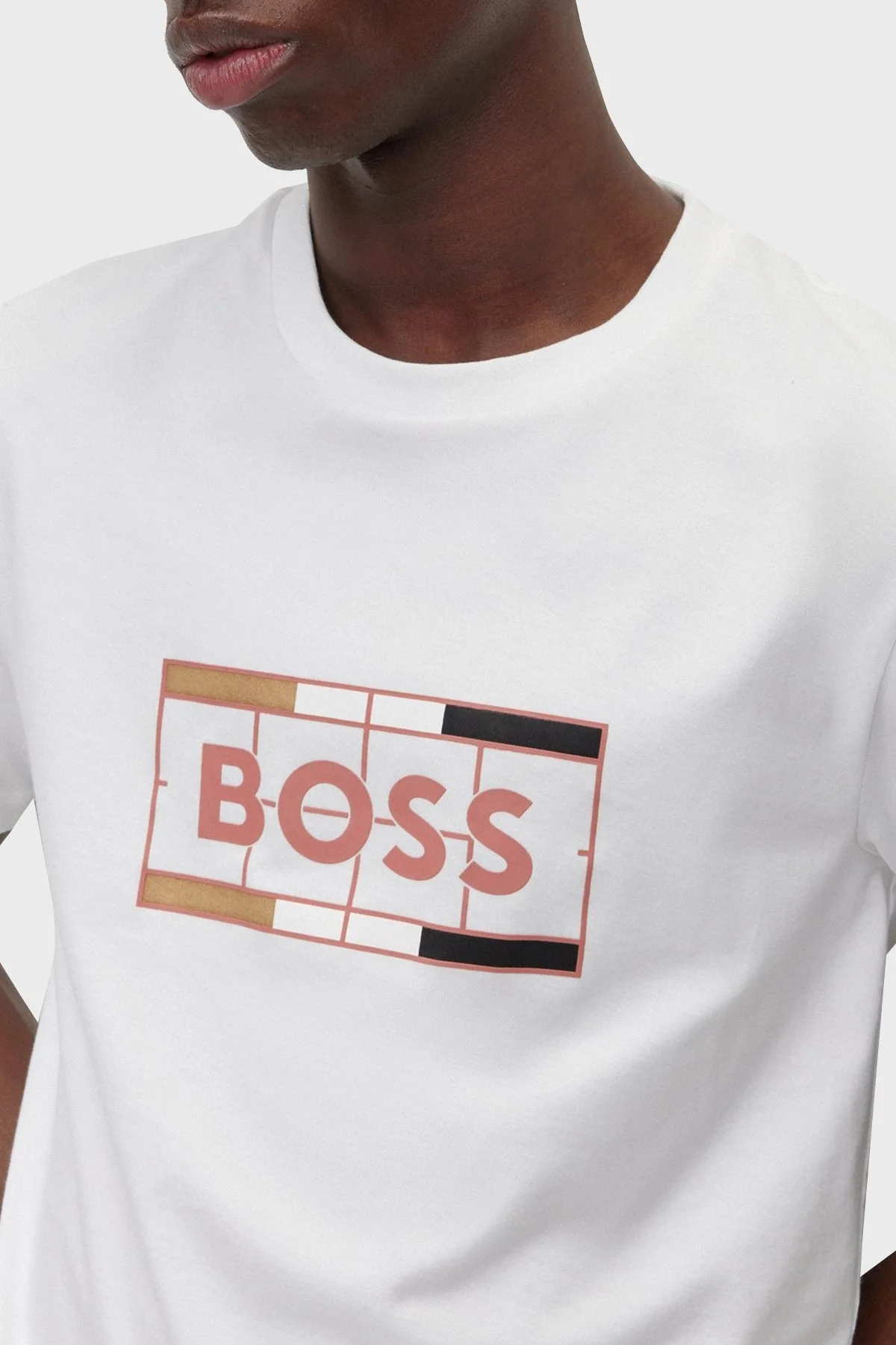 Boss Logo Baskılı Pamuklu Bisiklet Yaka Slim Fit Erkek T Shirt 50486210 100 BEYAZ - 4