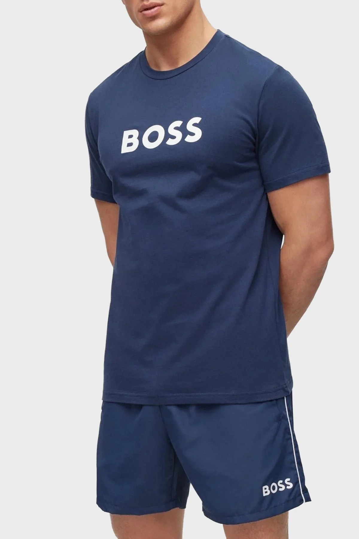 Boss Logo Baskılı Pamuklu Regular Fit Bisiklet Yaka Erkek T Shirt 50491706 413 LACİVERT - 1
