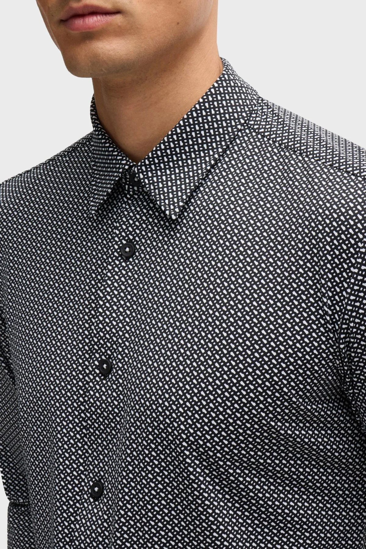 Boss Logo Baskılı Slim Fit Erkek Gömlek 50522091 001 SİYAH - 5