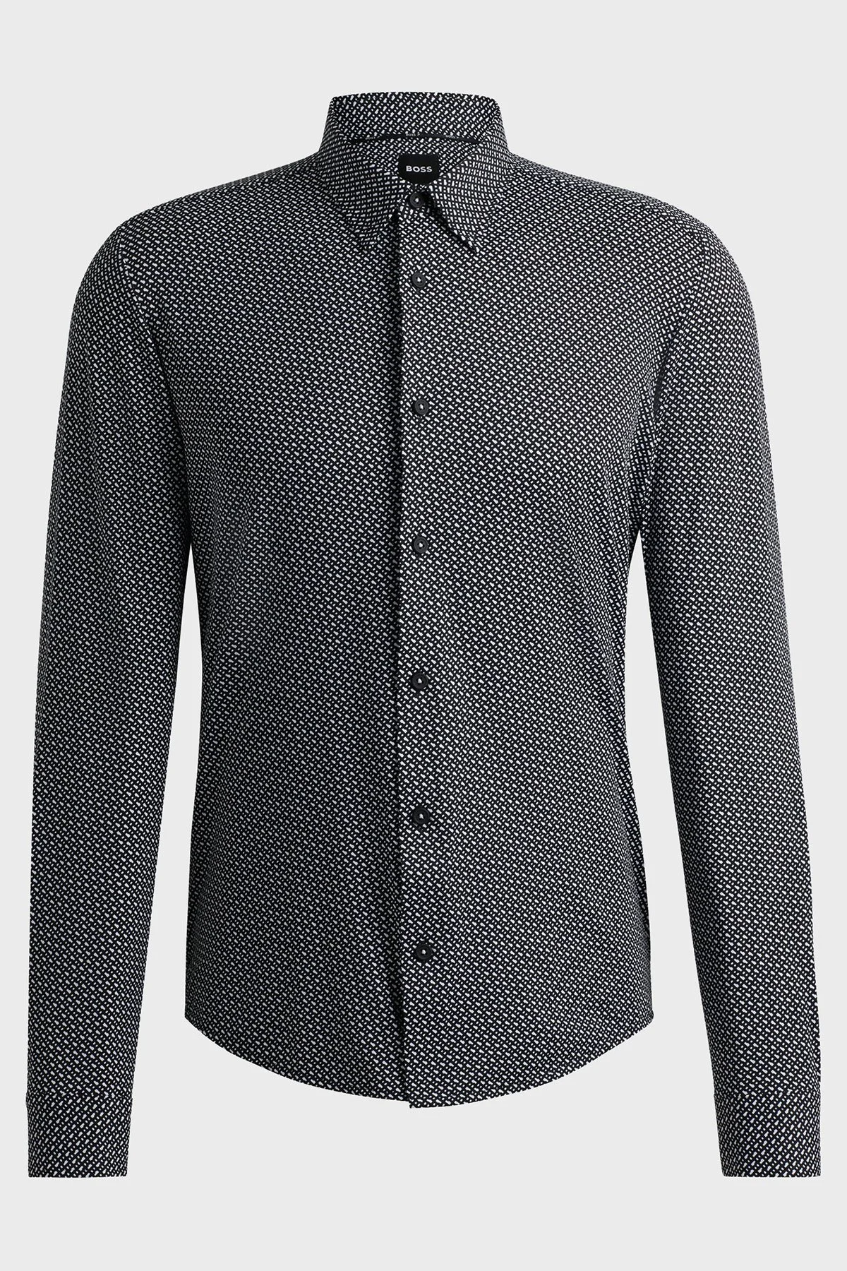 Boss Logo Baskılı Slim Fit Erkek Gömlek 50522091 001 SİYAH - 12