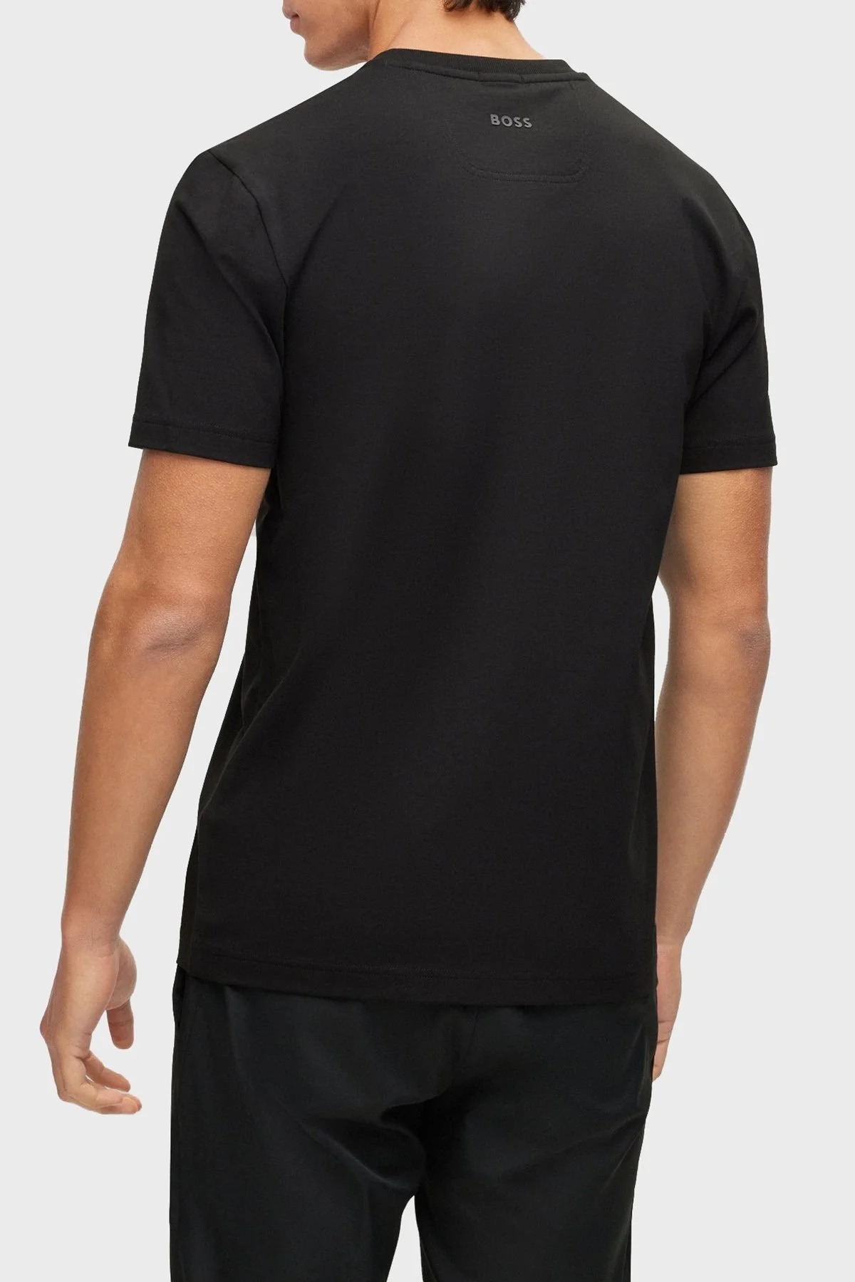 Boss Logo Baskılı Streç Pamuklu Bisiklet Yaka Regular Fit Erkek T Shirt 50483730 001 SİYAH - 3