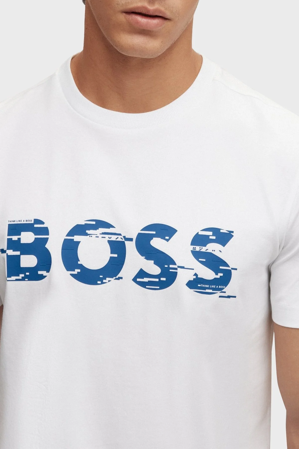 Boss Logo Baskılı Streç Pamuklu Bisiklet Yaka Regular Fit Erkek T Shirt 50483730 100 BEYAZ - 4