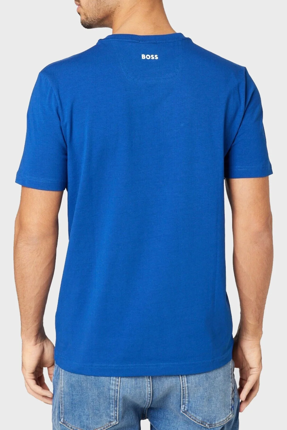 Boss Logo Baskılı Streç Pamuklu Bisiklet Yaka Regular Fit Erkek T Shirt 50483730 432 MAVİ - 2