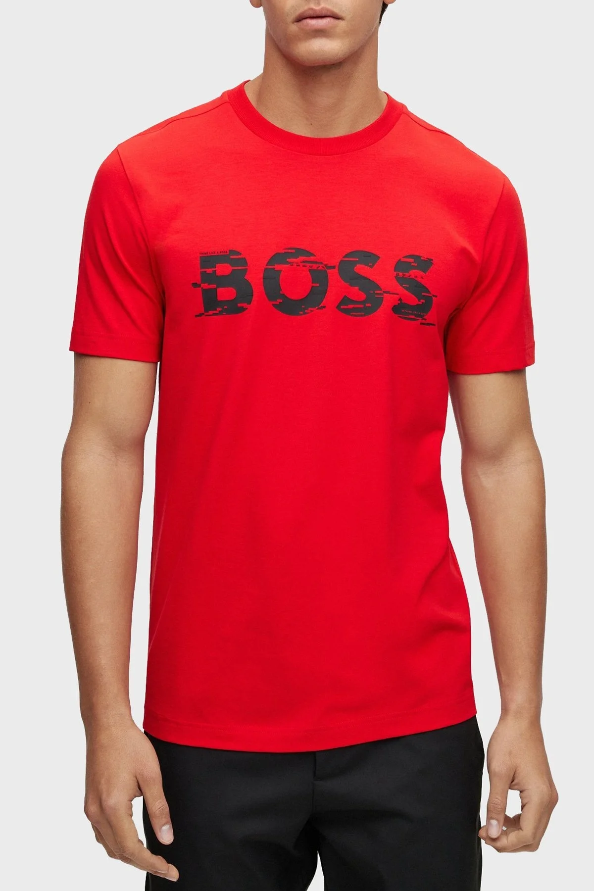 Boss Logo Baskılı Streç Pamuklu Bisiklet Yaka Regular Fit Erkek T Shirt 50483730 624 KIRMIZI - 1