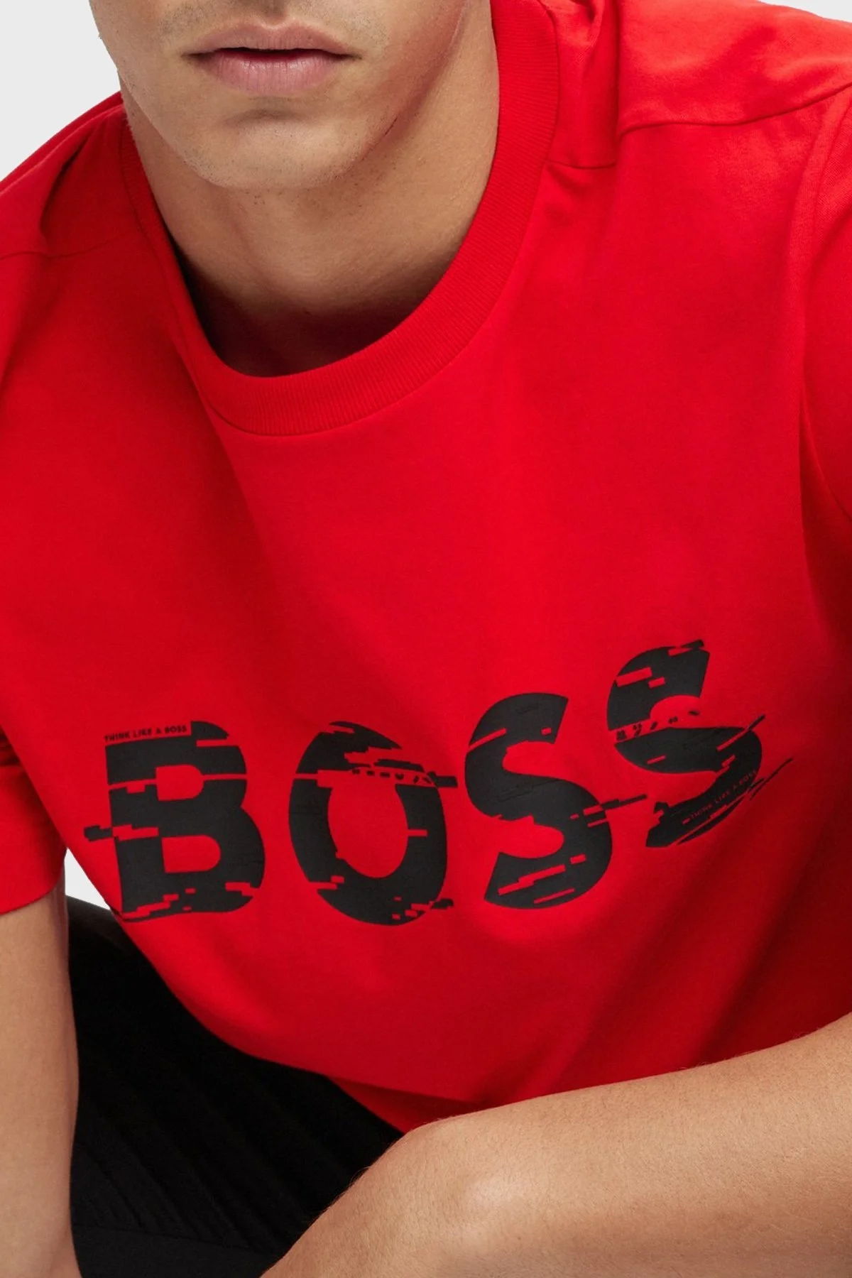 Boss Logo Baskılı Streç Pamuklu Bisiklet Yaka Regular Fit Erkek T Shirt 50483730 624 KIRMIZI - 4
