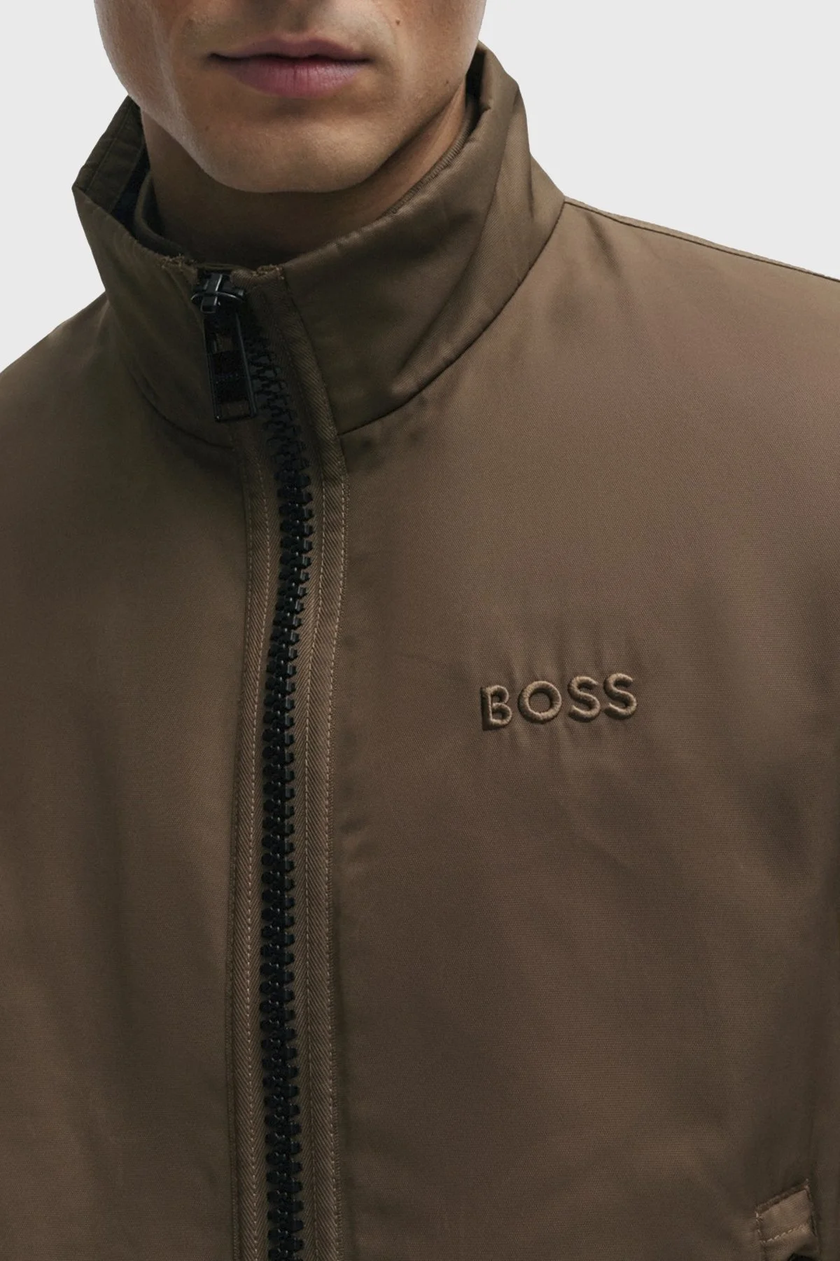 Boss Logo Detaylı Dik Yaka Fermuarlı Regular Fit Erkek Ceket 50505162 249 KAHVE - 5