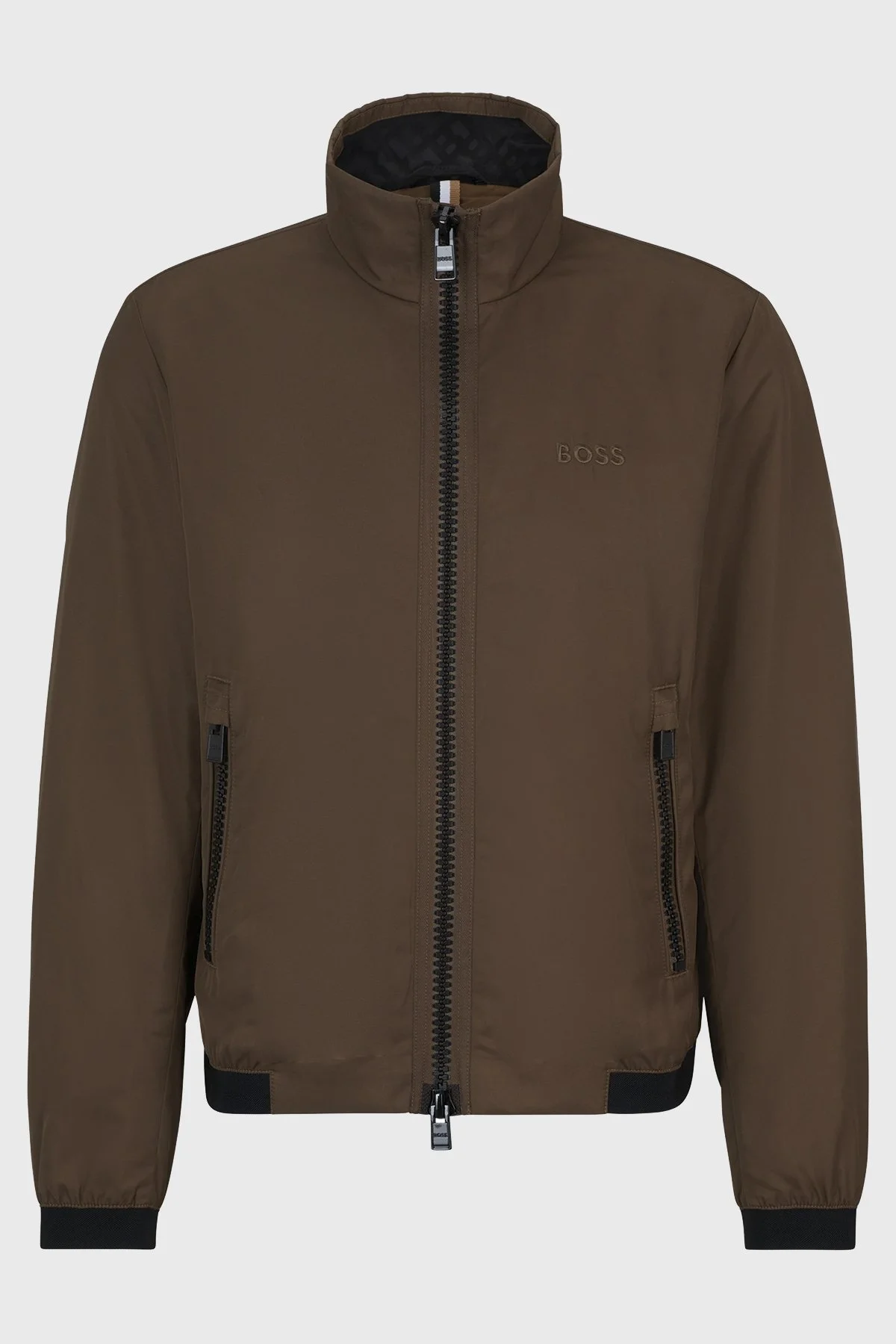 Boss Logo Detaylı Dik Yaka Fermuarlı Regular Fit Erkek Ceket 50505162 249 KAHVE - 6