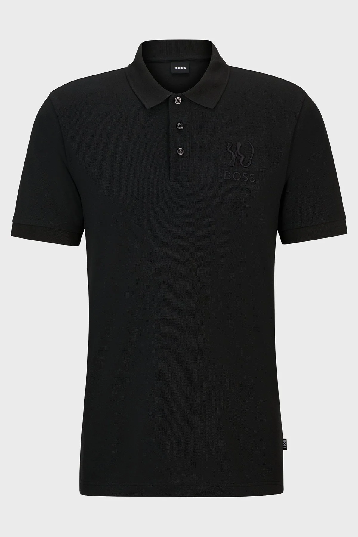 Boss Logo İşlemeli Pamuklu Regular Fit Düğmeli Erkek Polo Yaka T Shirt 50510126 001 SİYAH - 3
