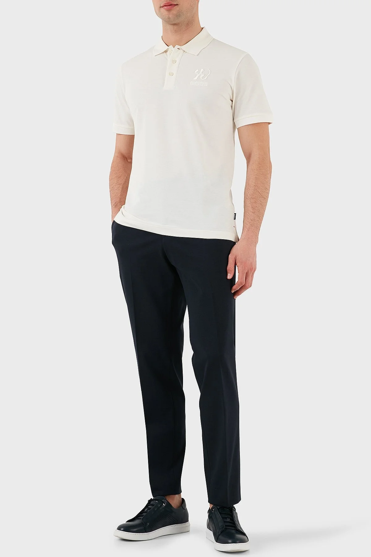Boss Logo İşlemeli Pamuklu Regular Fit Düğmeli Erkek Polo Yaka T Shirt 50510126 118 EKRU - 2