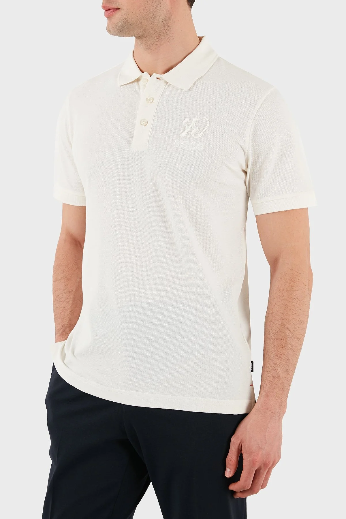 Boss Logo İşlemeli Pamuklu Regular Fit Düğmeli Erkek Polo Yaka T Shirt 50510126 118 EKRU - 4