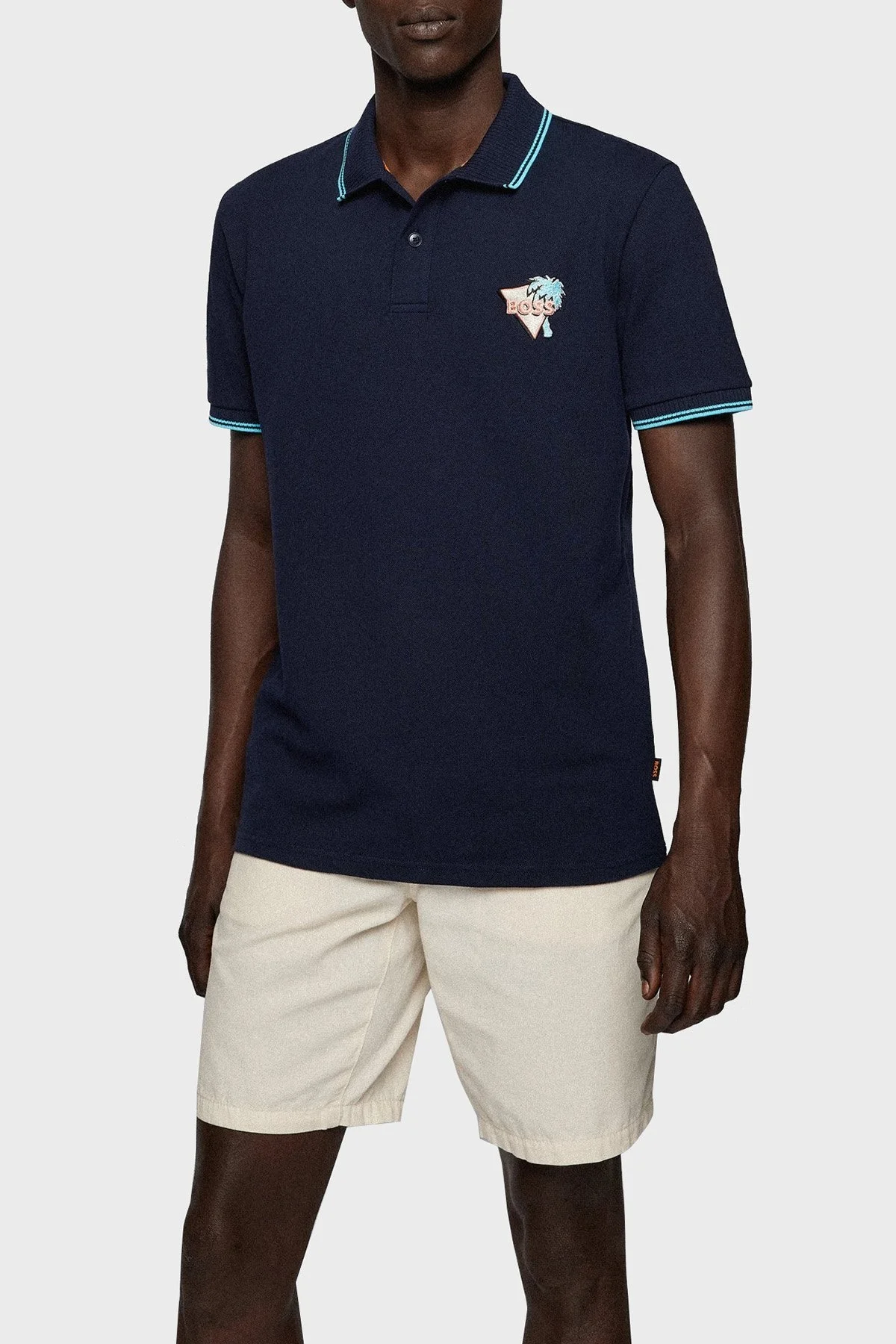 Boss Logo İşlemeli Regular Fit Pamuklu Erkek Polo T Shirt 50466720 404 LACİVERT - 1