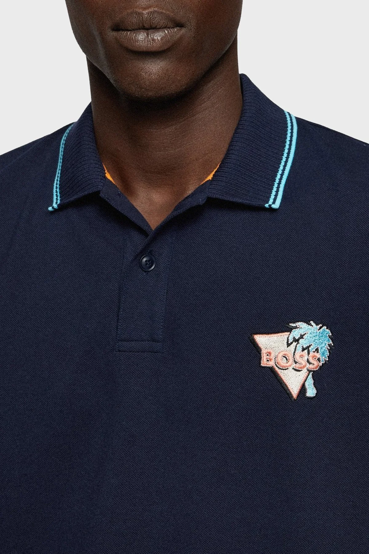 Boss Logo İşlemeli Regular Fit Pamuklu Erkek Polo T Shirt 50466720 404 LACİVERT - 4