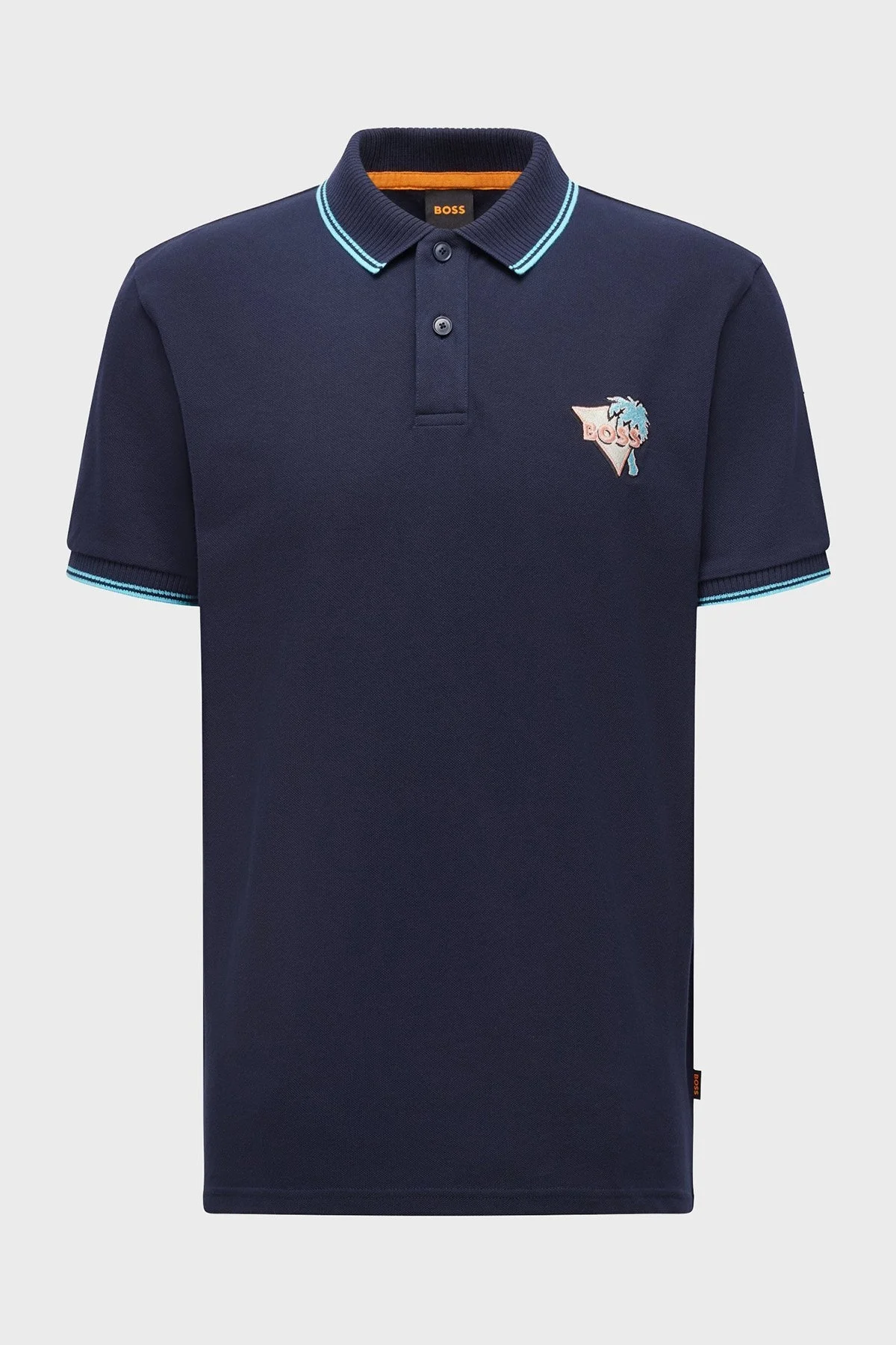 Boss Logo İşlemeli Regular Fit Pamuklu Erkek Polo T Shirt 50466720 404 LACİVERT - 5