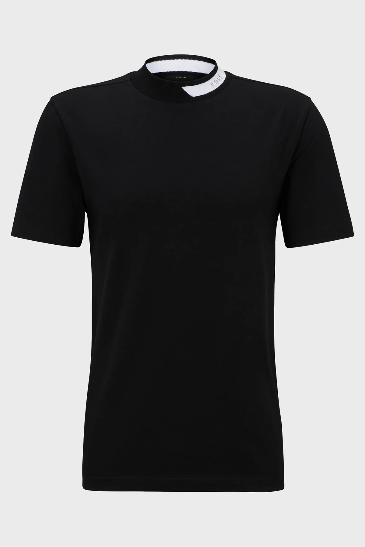 Boss Logo Şeritli Dik Yaka Jakarlı Pamuklu Regular Fit Erkek T Shirt 50501242 001 SİYAH - 5