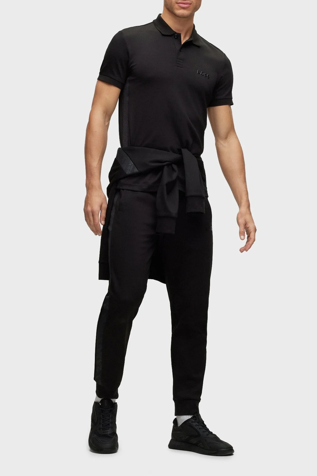 Boss Logo Şeritli İnterlok Pamuklu Slim Fit Erkek Polo T Shirt 50488295 001 SİYAH - 2