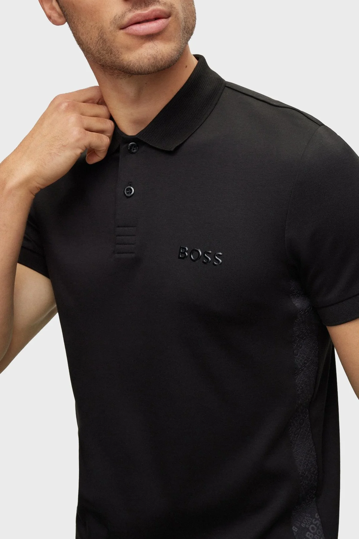 Boss Logo Şeritli İnterlok Pamuklu Slim Fit Erkek Polo T Shirt 50488295 001 SİYAH - 4