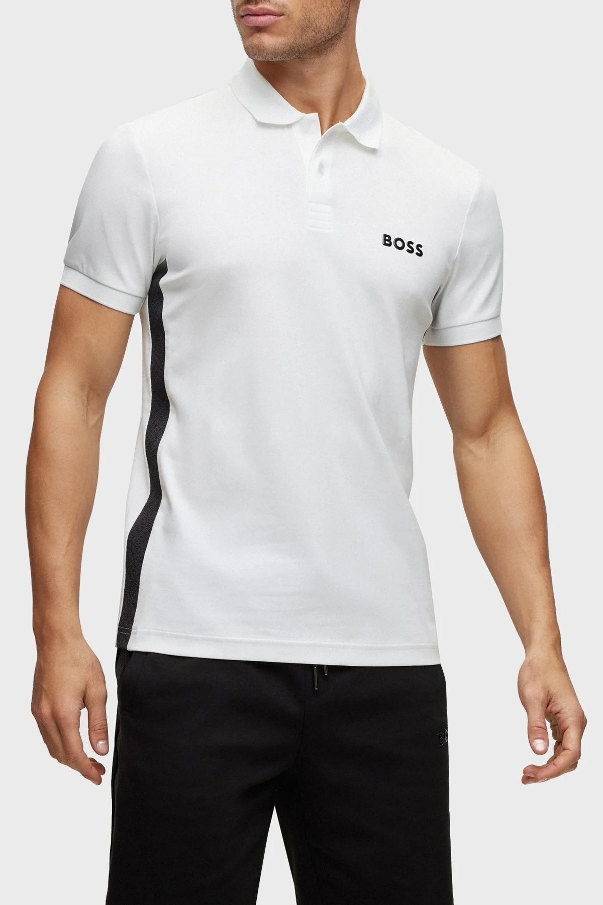 Boss Logo Şeritli İnterlok Pamuklu Slim Fit Erkek Polo T Shirt 50488295 100 BEYAZ - 1