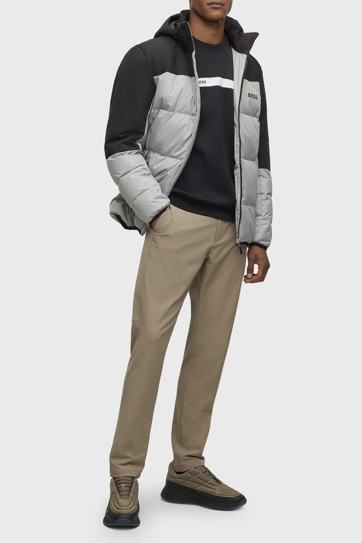 Boss Logo Şeritli Pamuklu Bisiklet Yaka Regular Fit Erkek Sweat 50498227 001 SİYAH - 3