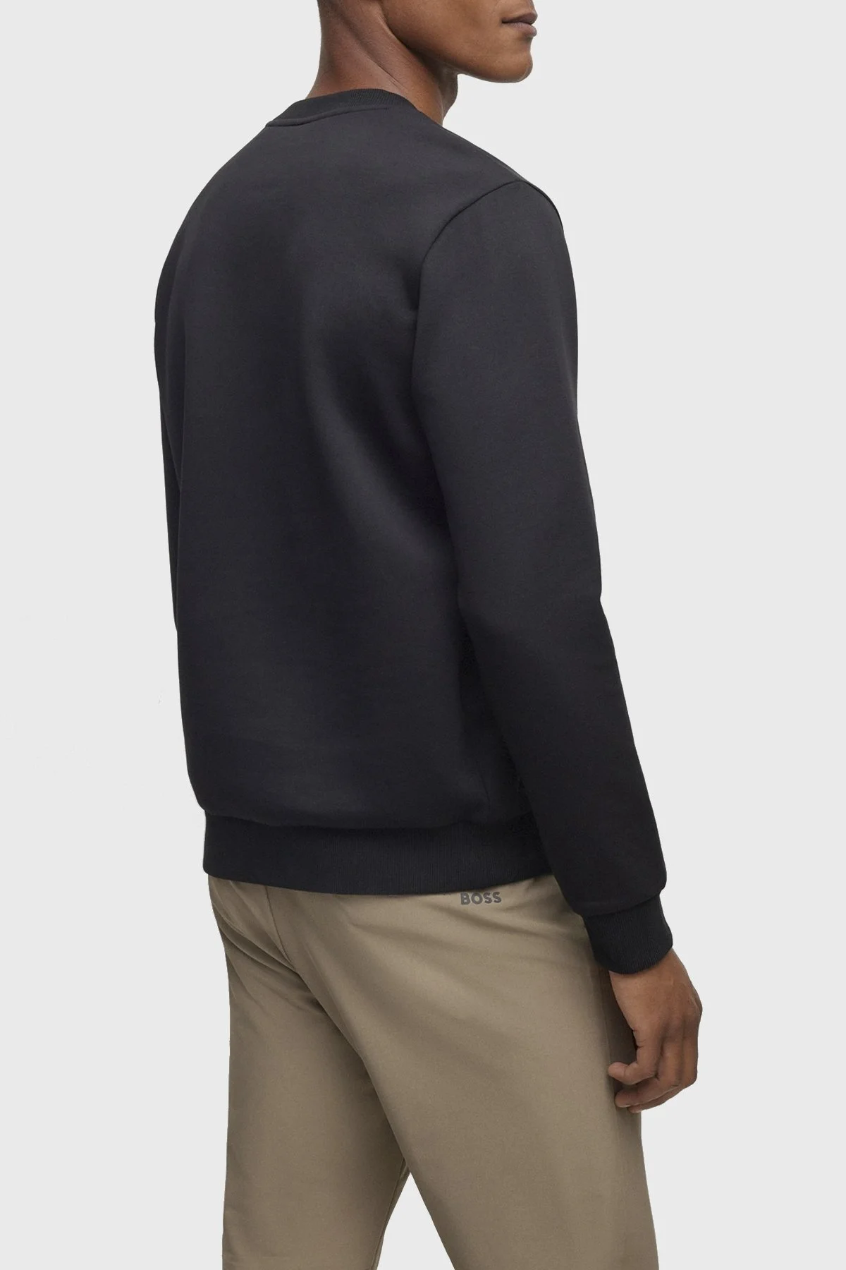 Boss Logo Şeritli Pamuklu Bisiklet Yaka Regular Fit Erkek Sweat 50498227 001 SİYAH - 4