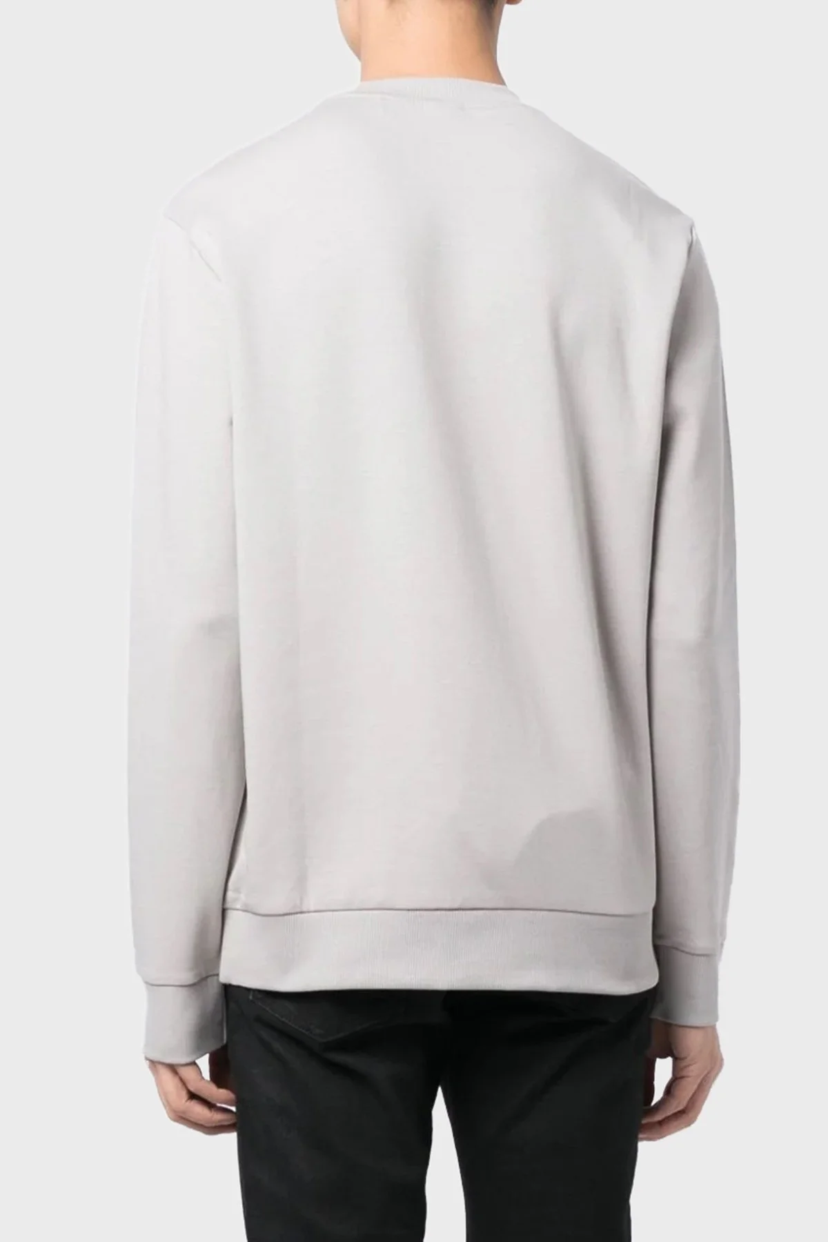 Boss Logo Şeritli Pamuklu Bisiklet Yaka Regular Fit Erkek Sweat 50498227 063 GRİ - 3