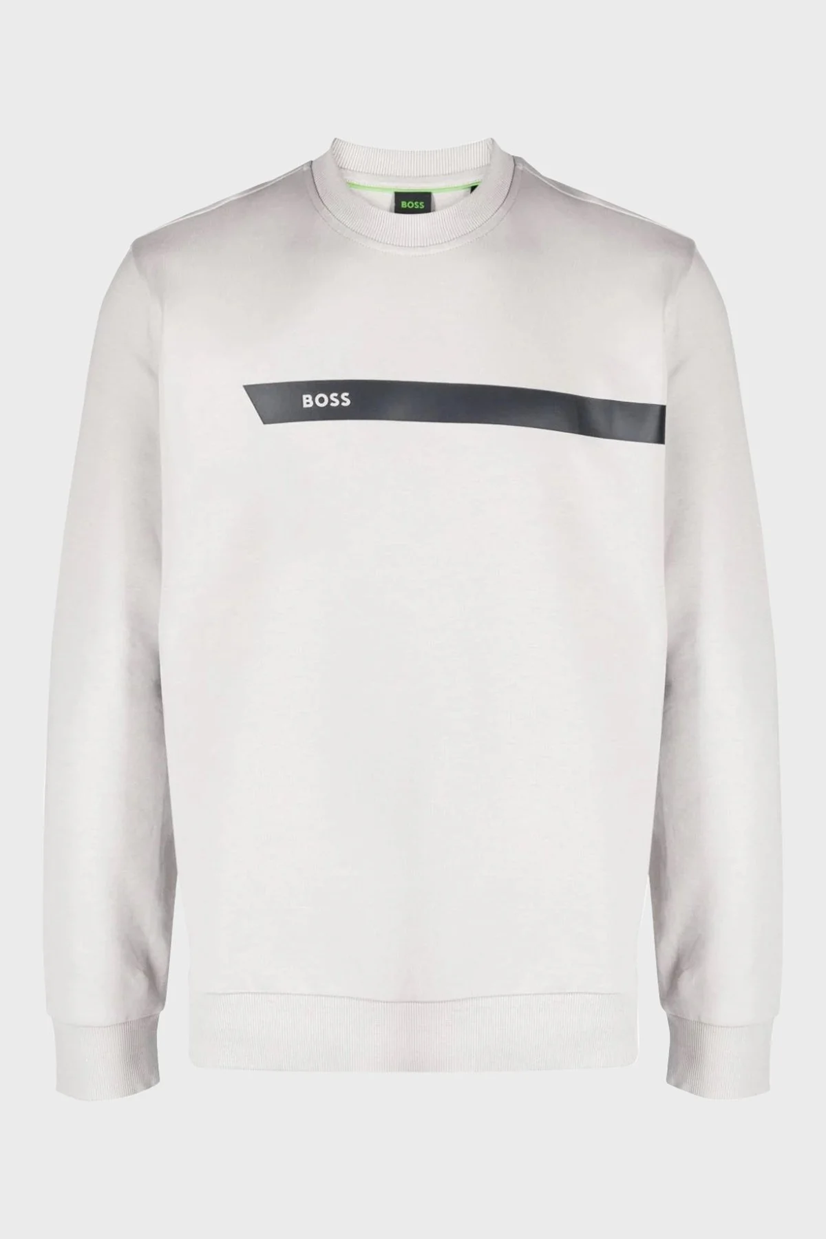 Boss Logo Şeritli Pamuklu Bisiklet Yaka Regular Fit Erkek Sweat 50498227 063 GRİ - 5