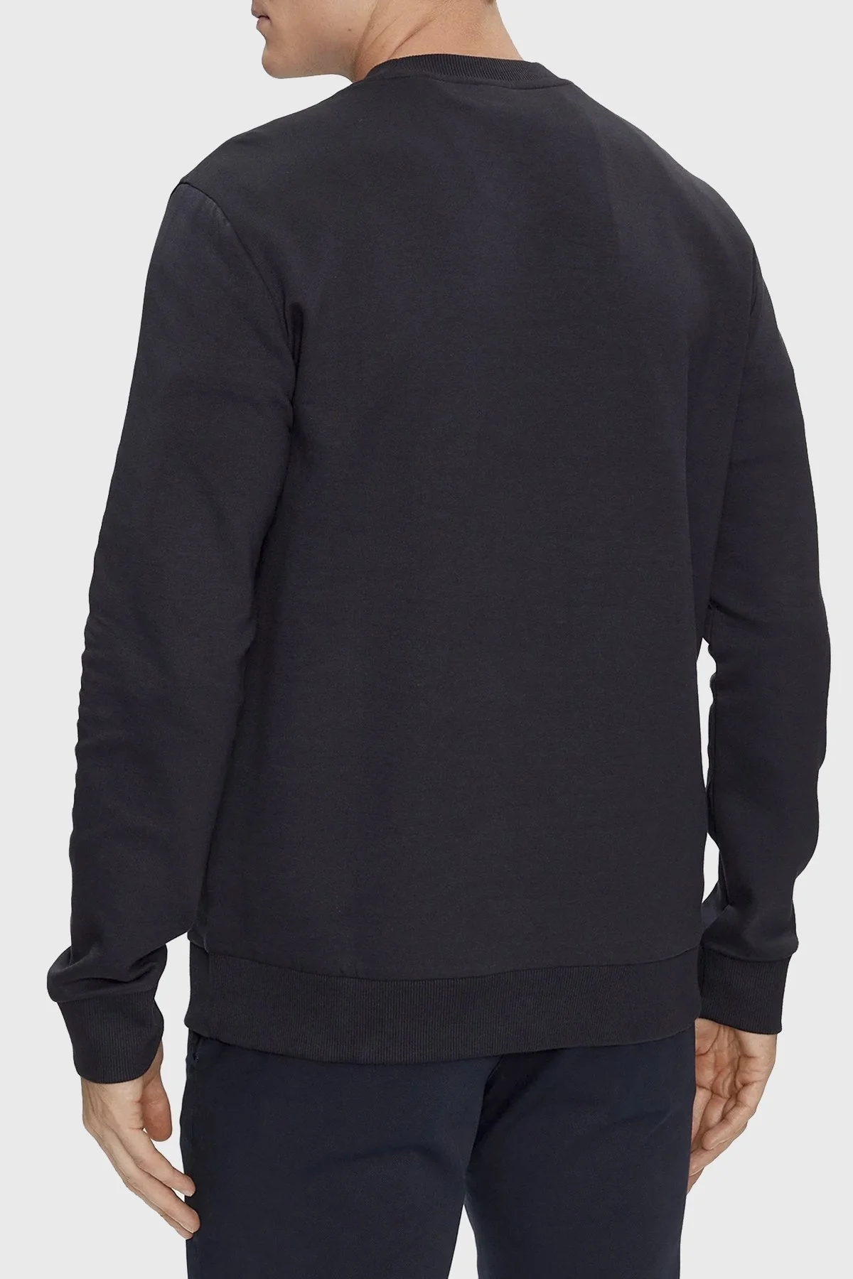 Boss Logo Şeritli Pamuklu Bisiklet Yaka Regular Fit Erkek Sweat 50498227 402 LACİVERT - 3