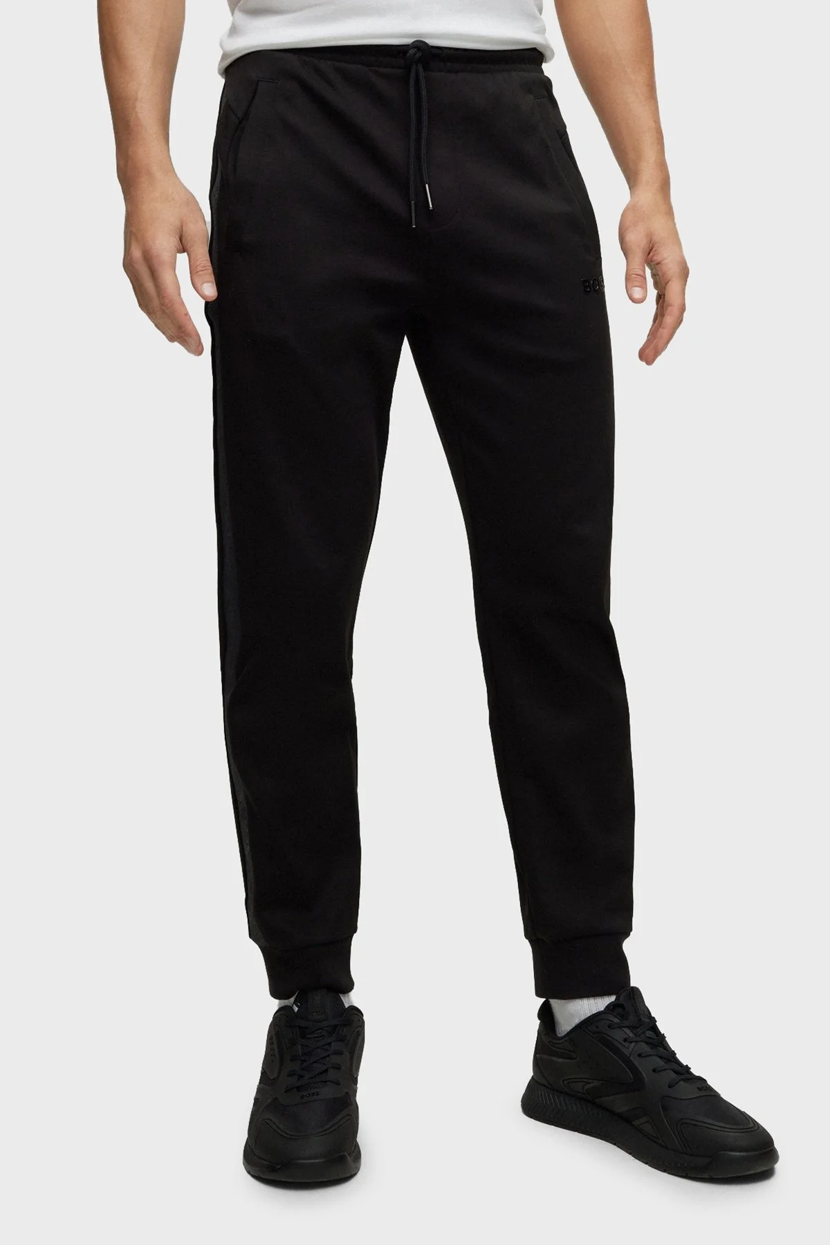 Boss Logo Şeritli Pamuklu Cepli Regular Fit Erkek Pantolon 50486857 001 SİYAH - 1