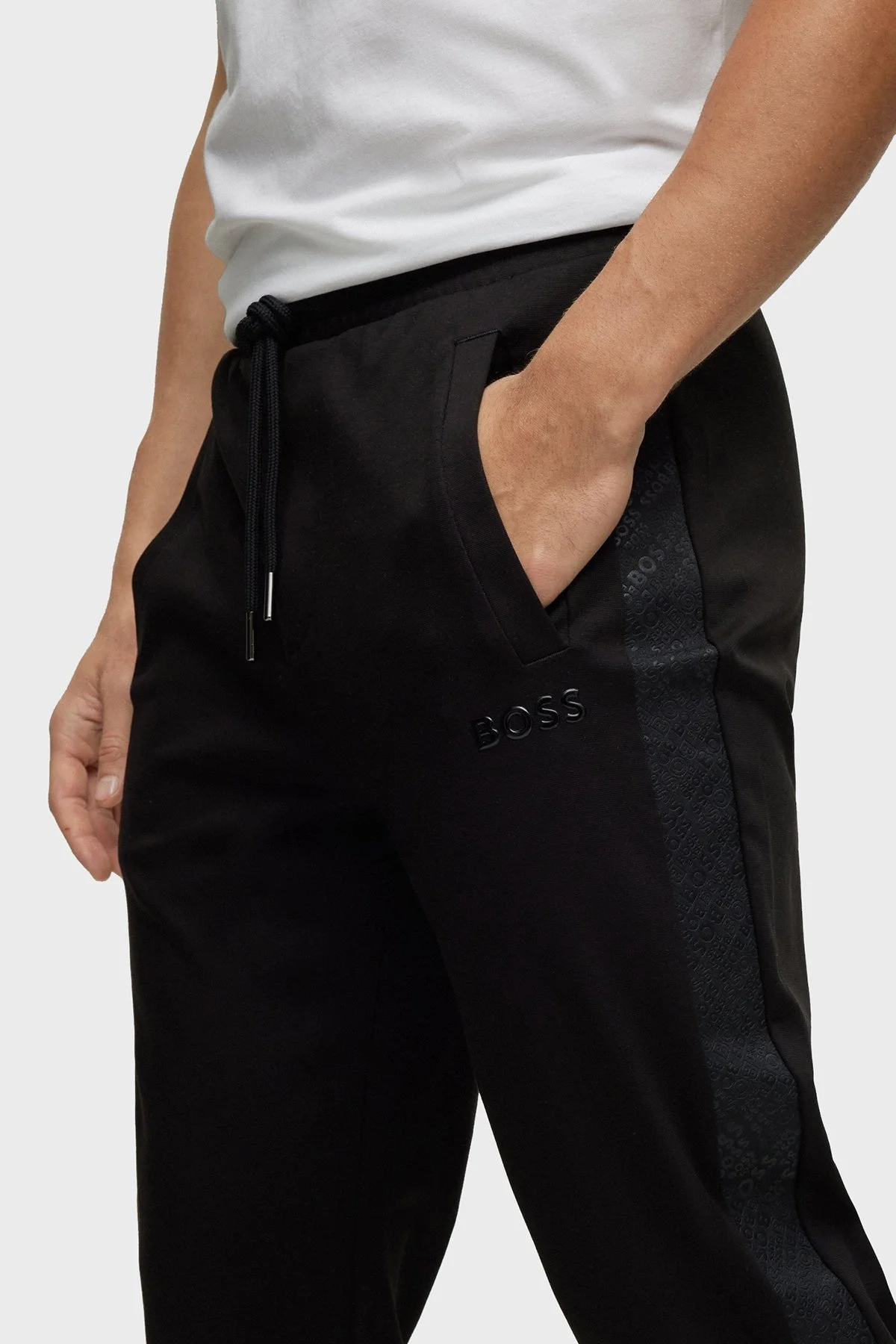 Boss Logo Şeritli Pamuklu Cepli Regular Fit Erkek Pantolon 50486857 001 SİYAH - 4