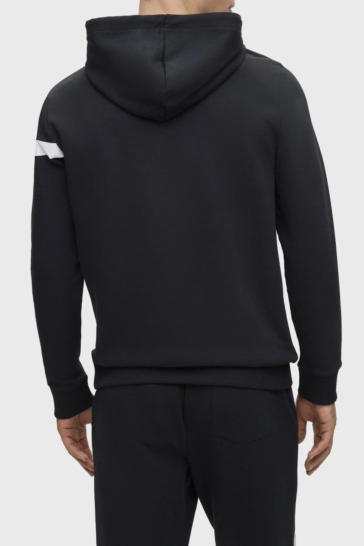 Boss Logo Şeritli Pamuklu Kapüşonlu Regular Fit Erkek Sweat 50498277 001 SİYAH - 4