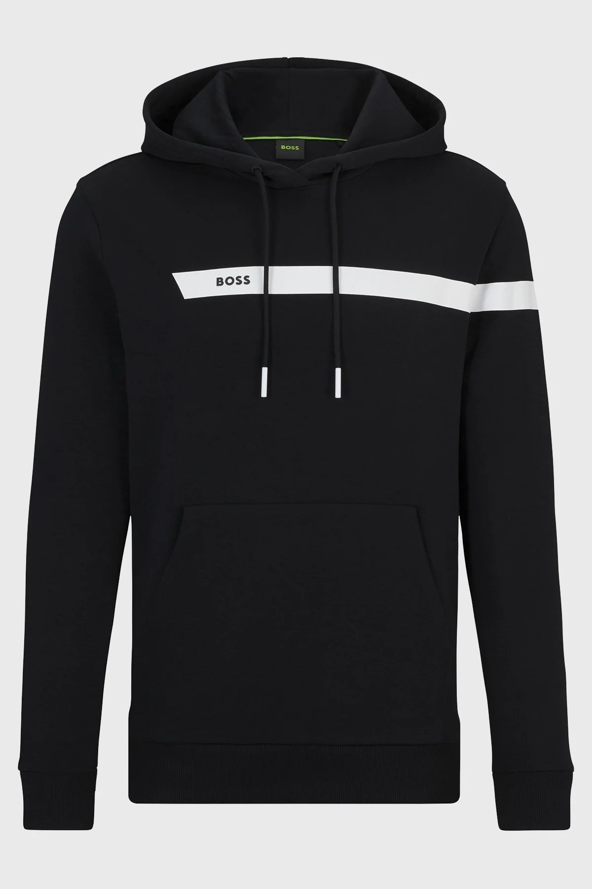 Boss Logo Şeritli Pamuklu Kapüşonlu Regular Fit Erkek Sweat 50498277 001 SİYAH - 5