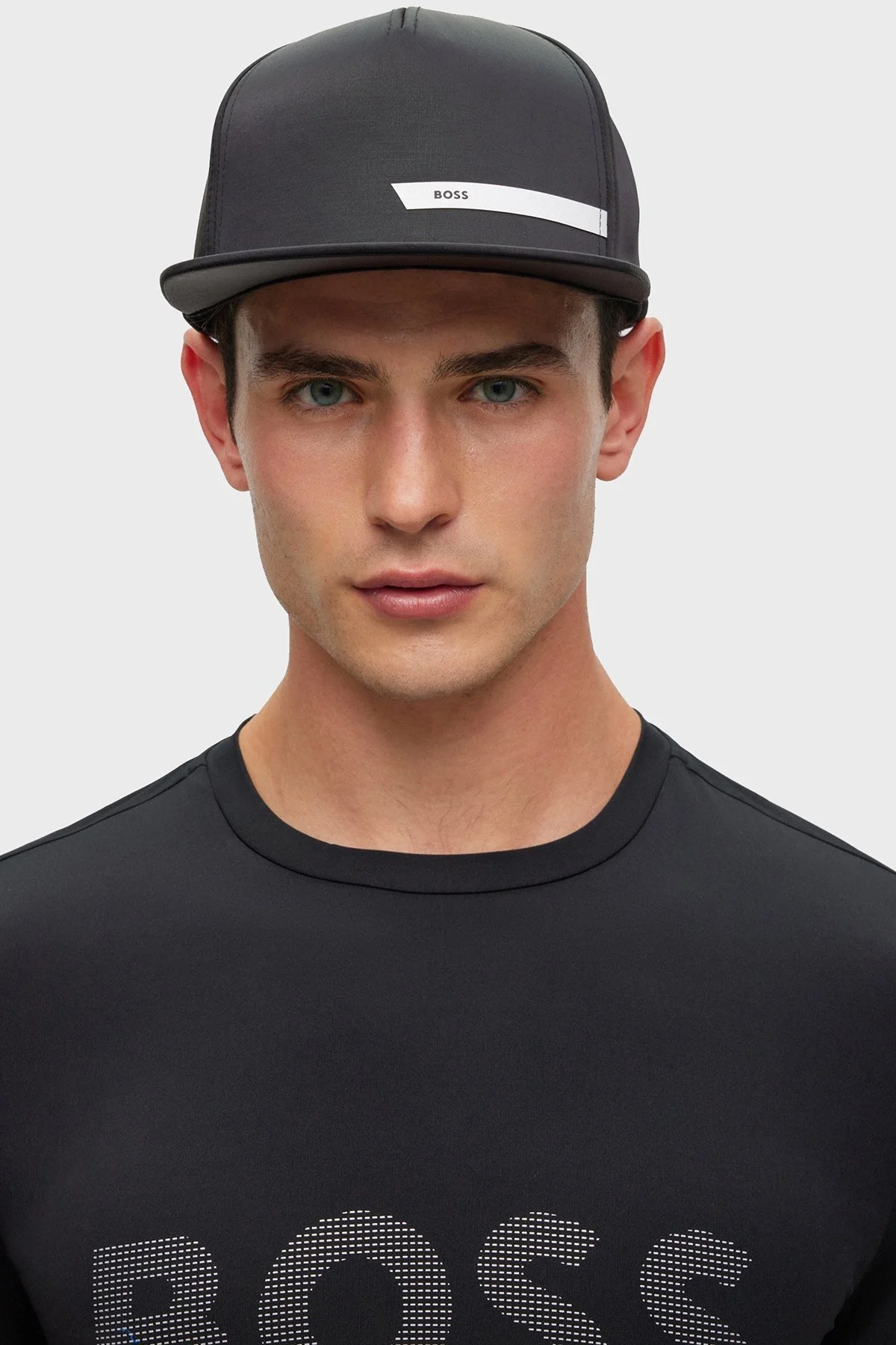 Boss Logo Şeritli Saten Erkek Şapka 50502863 001 SİYAH - 2