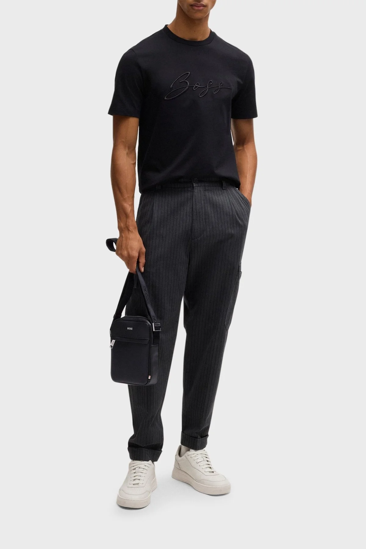 Boss Logolu % 100 Deri Ayarlanabilir Askılı Erkek Çanta 50483566 001 SİYAH - 2