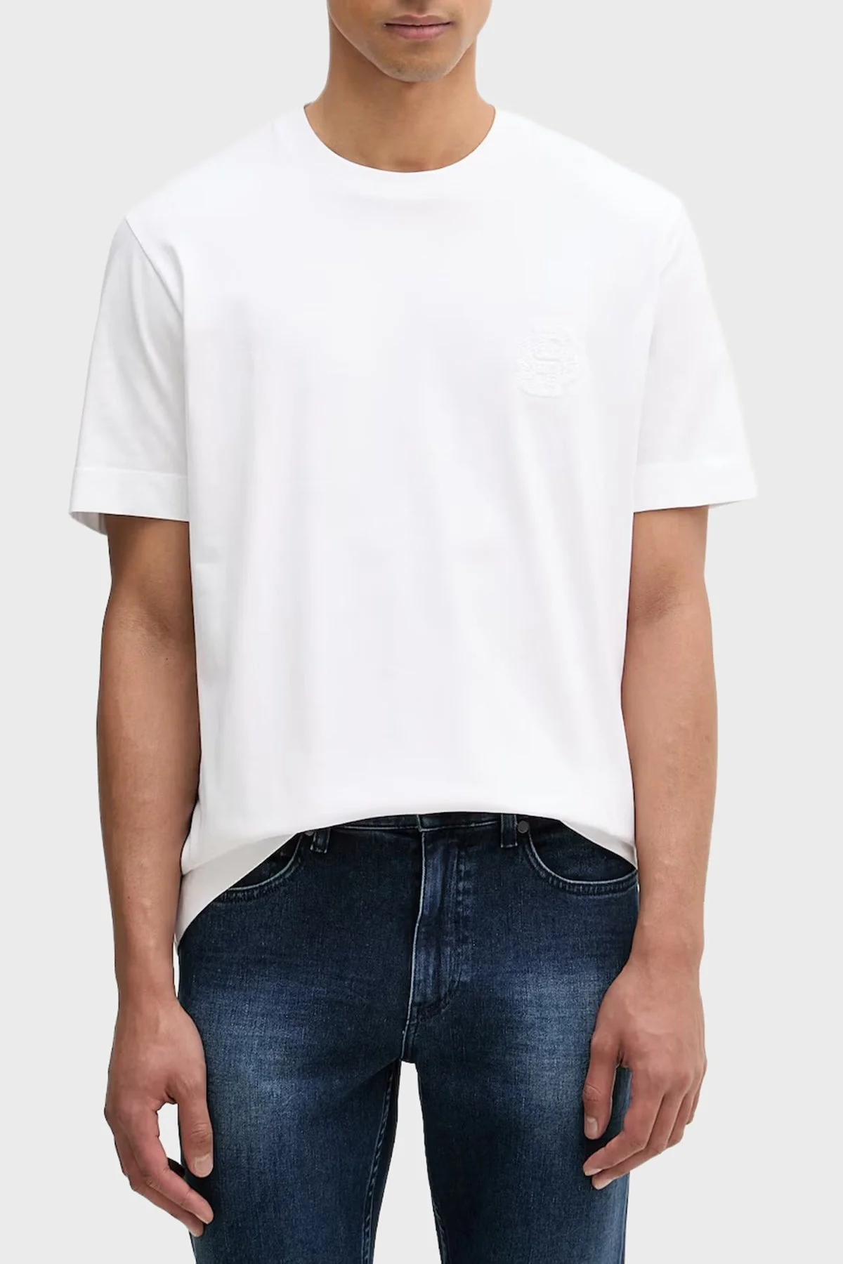Boss Logolu % 100 Pamuk Bisiklet Yaka Erkek T Shirt 50560328 100 BEYAZ - 1