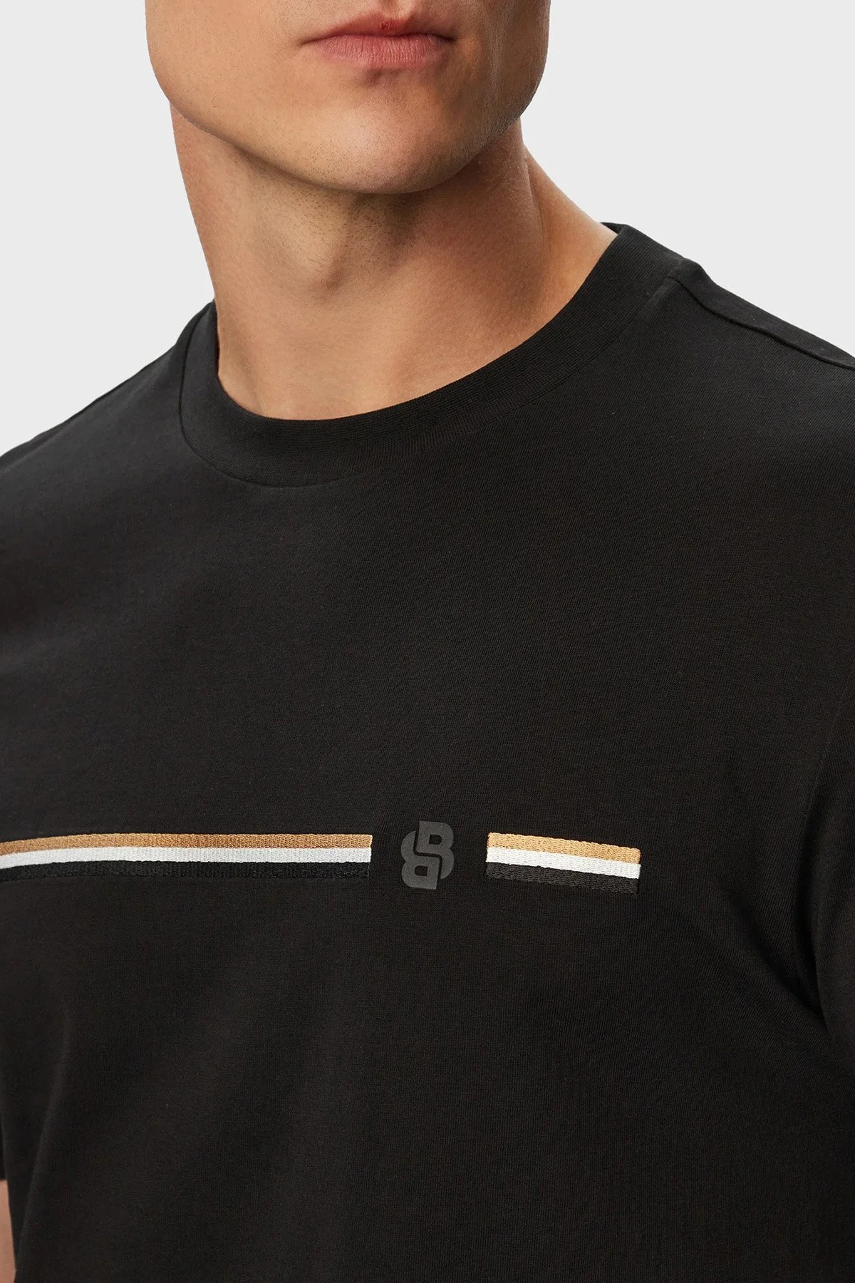Boss Logolu % 100 Pamuk Bisiklet Yaka Erkek T Shirt 50565785 001 Siyah - 5