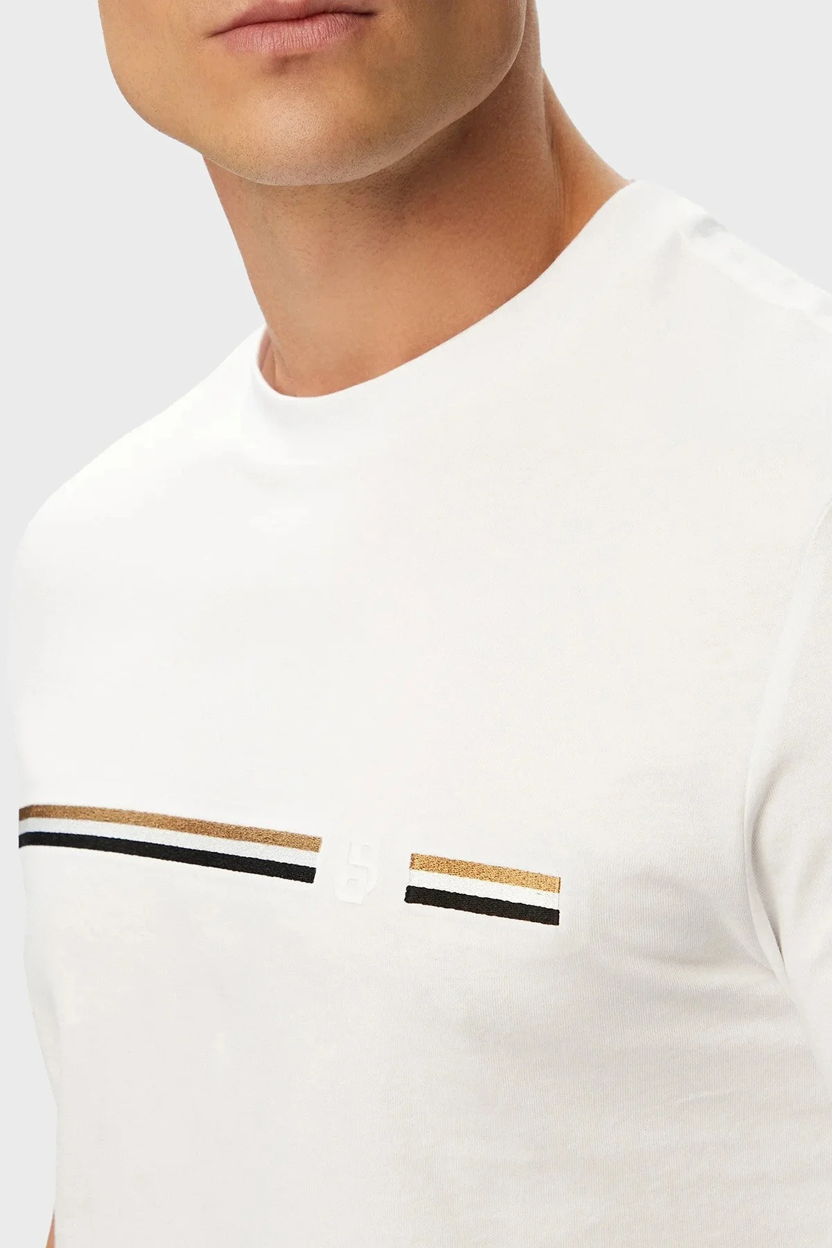 Boss Logolu % 100 Pamuk Bisiklet Yaka Erkek T Shirt 50565785 100 Beyaz - 4