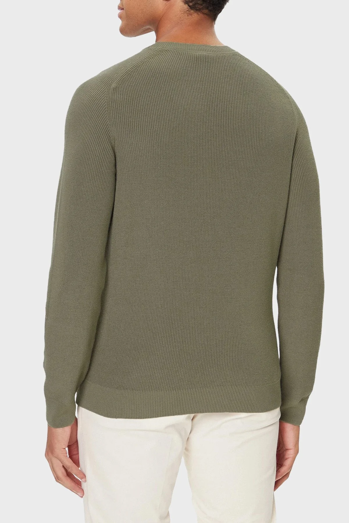 Boss Logolu % 100 Pamuk Regular Fit Bisiklet Yaka Erkek Kazak 50543136 245 HAKİ - 3